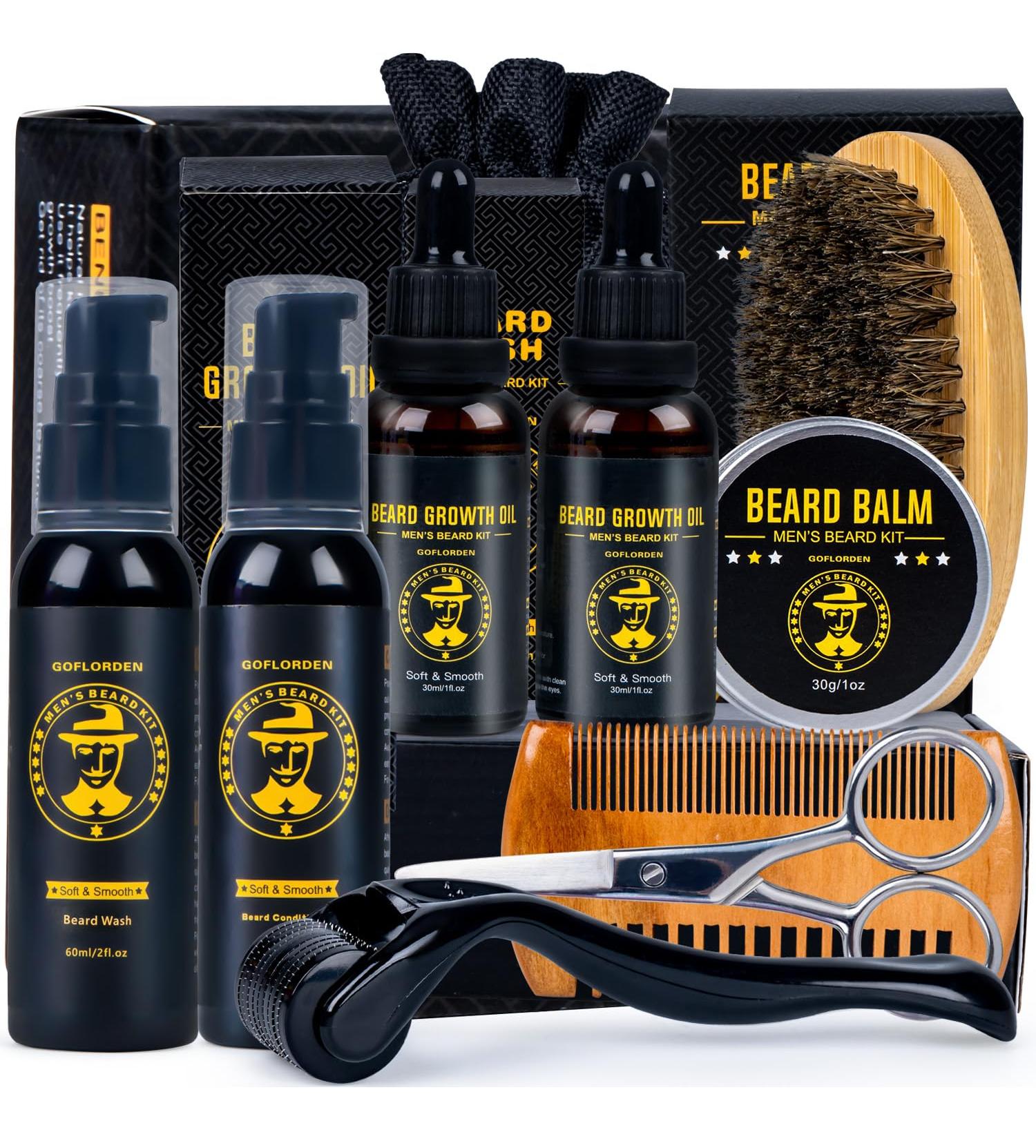 Premium Bartset: Complete Beard Growth Kit for Men - Oil Shampoo Comb & Scissors | Ideal Gifts for Him - Buy Online on GoSupps.com