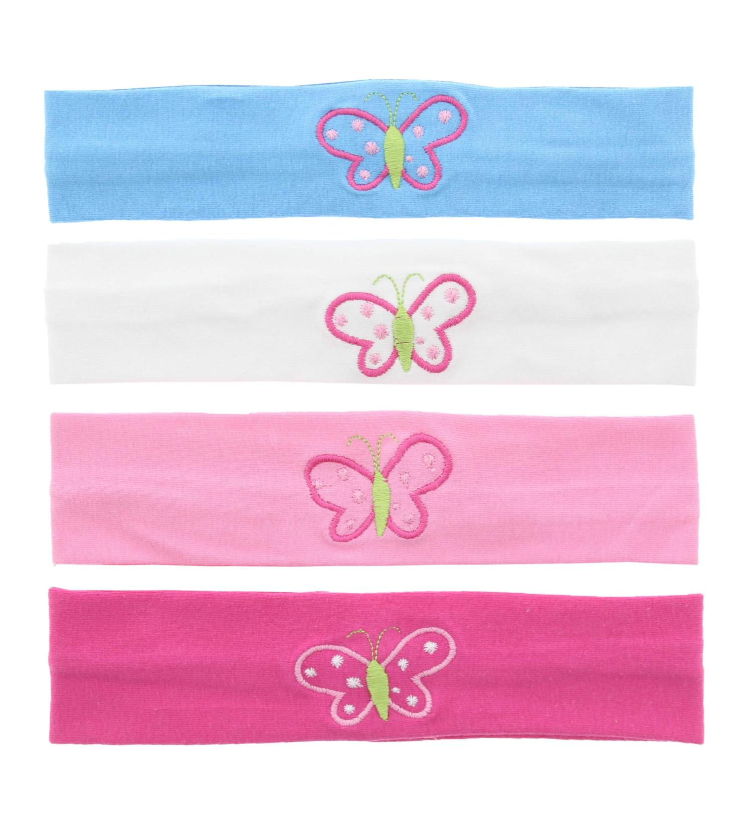 Zac's Alter Ego Set of 4 Assorted Pastel Colour Baby/Kids Butterfly Print Kylie Headbands