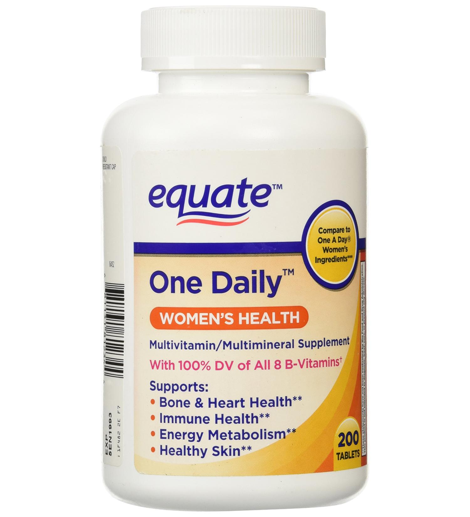 Equate Women's One Daily Multivitamin - 200 Tablets | Daily Essential Vitamins for Women - Buy Online on GoSupps.com