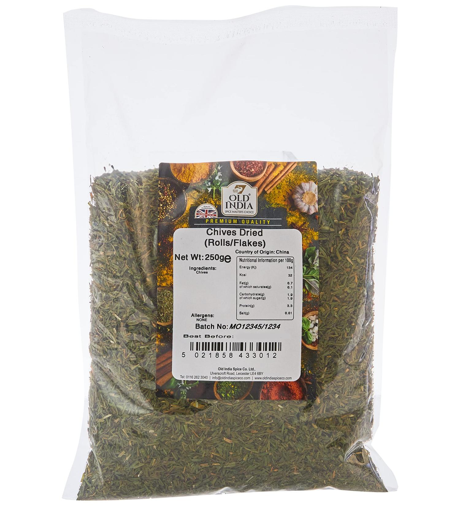 Old India Dried Chives (Rolls/Flakes) 250g - Premium Quality | Buy Online - Buy Online on GoSupps.com