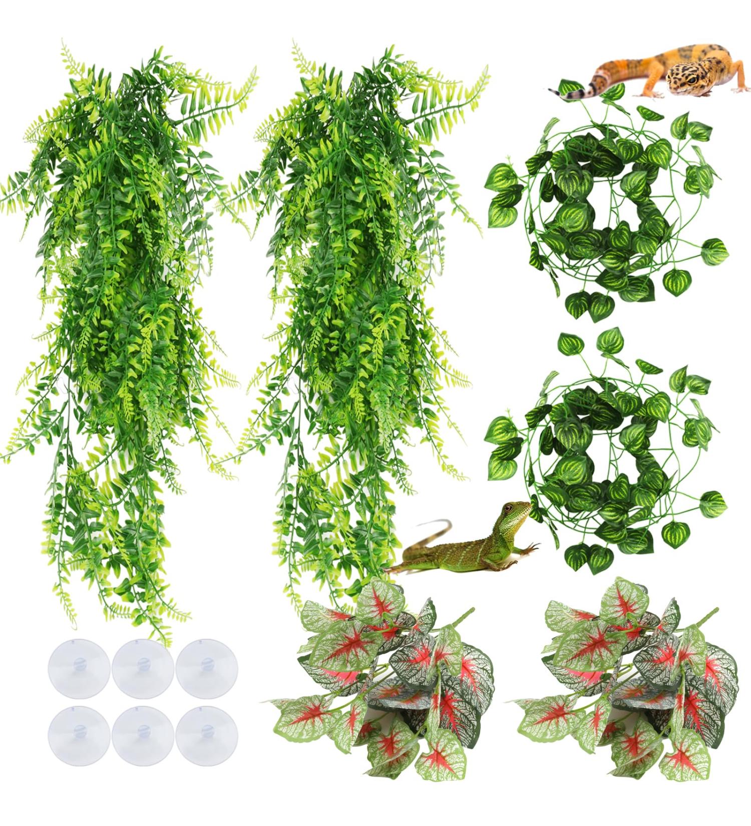 Quozio Hanging Plant Terrarium Accessories | Artificial Climbing Plants for Reptiles | Chameleon & Iguana Decoration - Buy Online on GoSupps.com