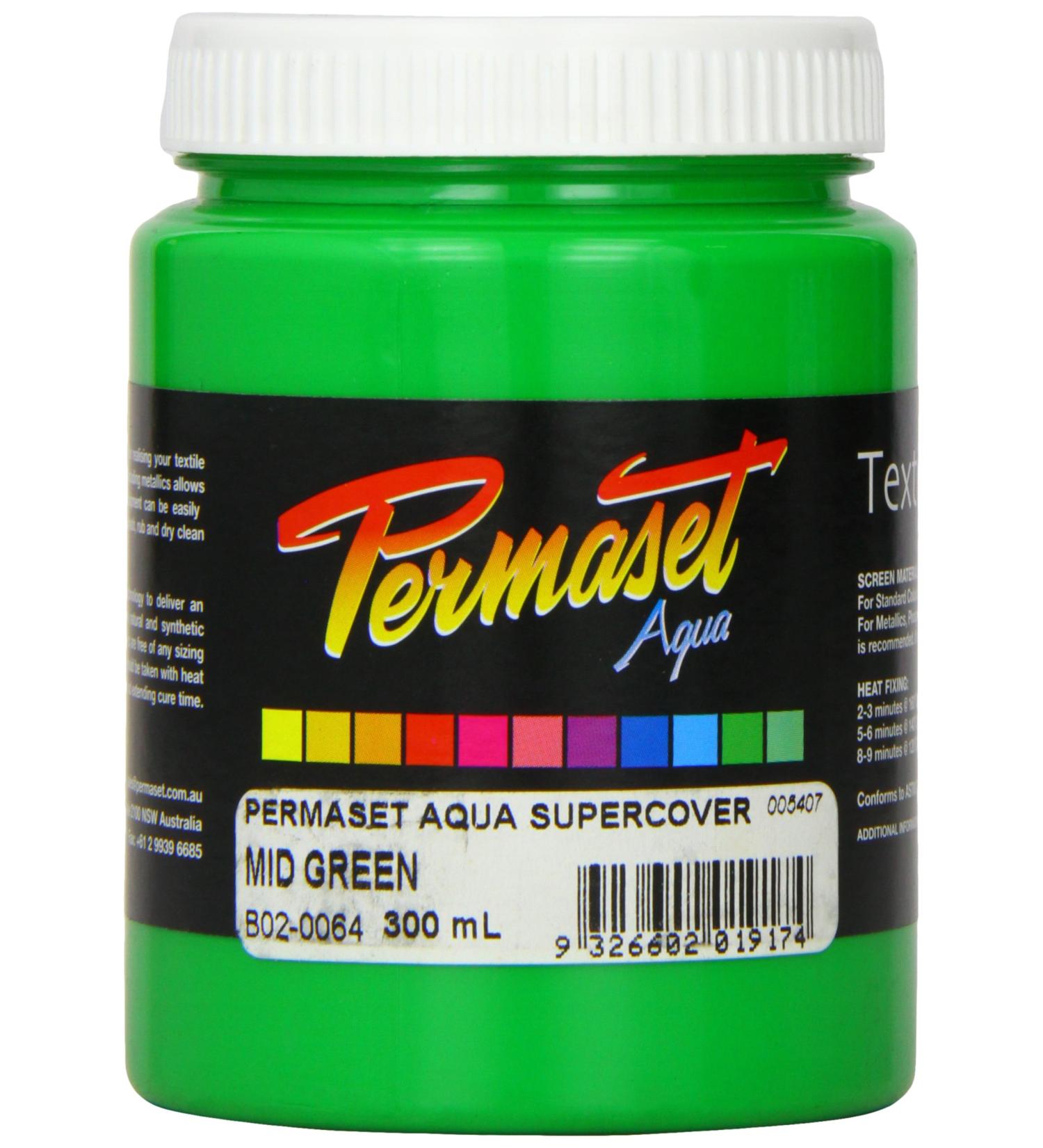 Permaset Aqua Supercover 300ml Mid Green (P005407) - Vibrant and Long-Lasting Fabric Paint - Buy Online on GoSupps.com