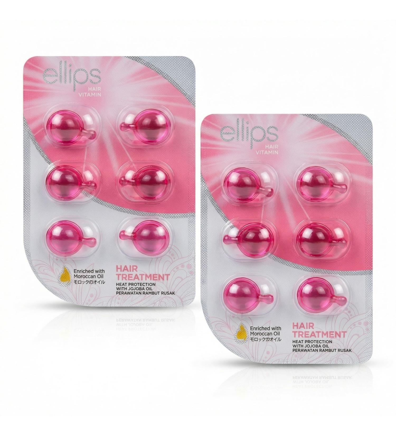 Ellips Hair Vitamin Soin Cheveux Sans Rin age l Huile de Jojoba 6 Capsules x2 (Lot de 2) - S rum Nourrissant Brillance Protection Chaleur Cheveux Secs/Ab m s - Buy Online on GoSupps.com