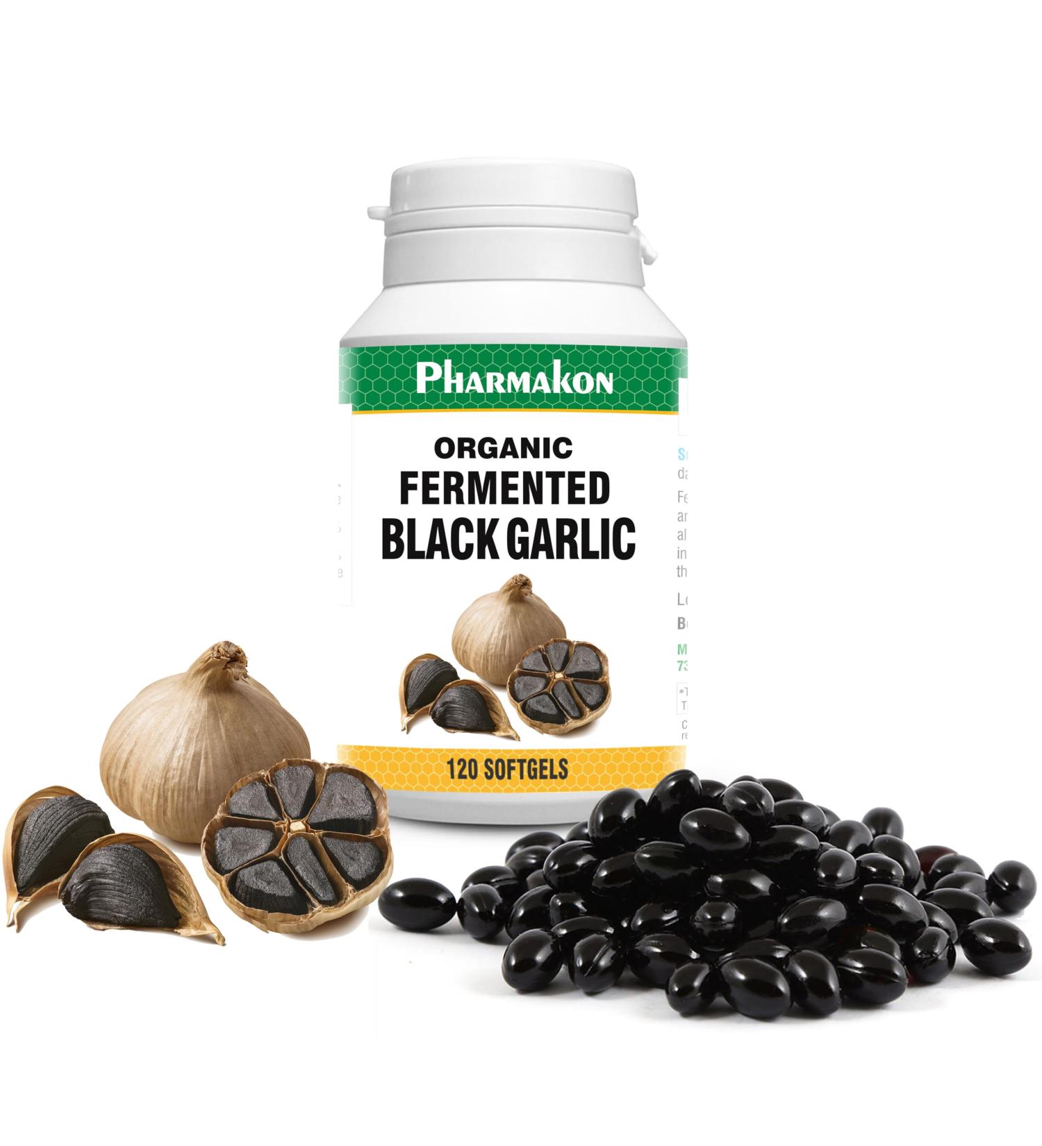 PHARMAKON Organic Aged Black Garlic Bioavailable Soft Capsules Wholesome Reduced Odor (120 Count) 120 Count (Pack of 1) - Buy Online on GoSupps.com