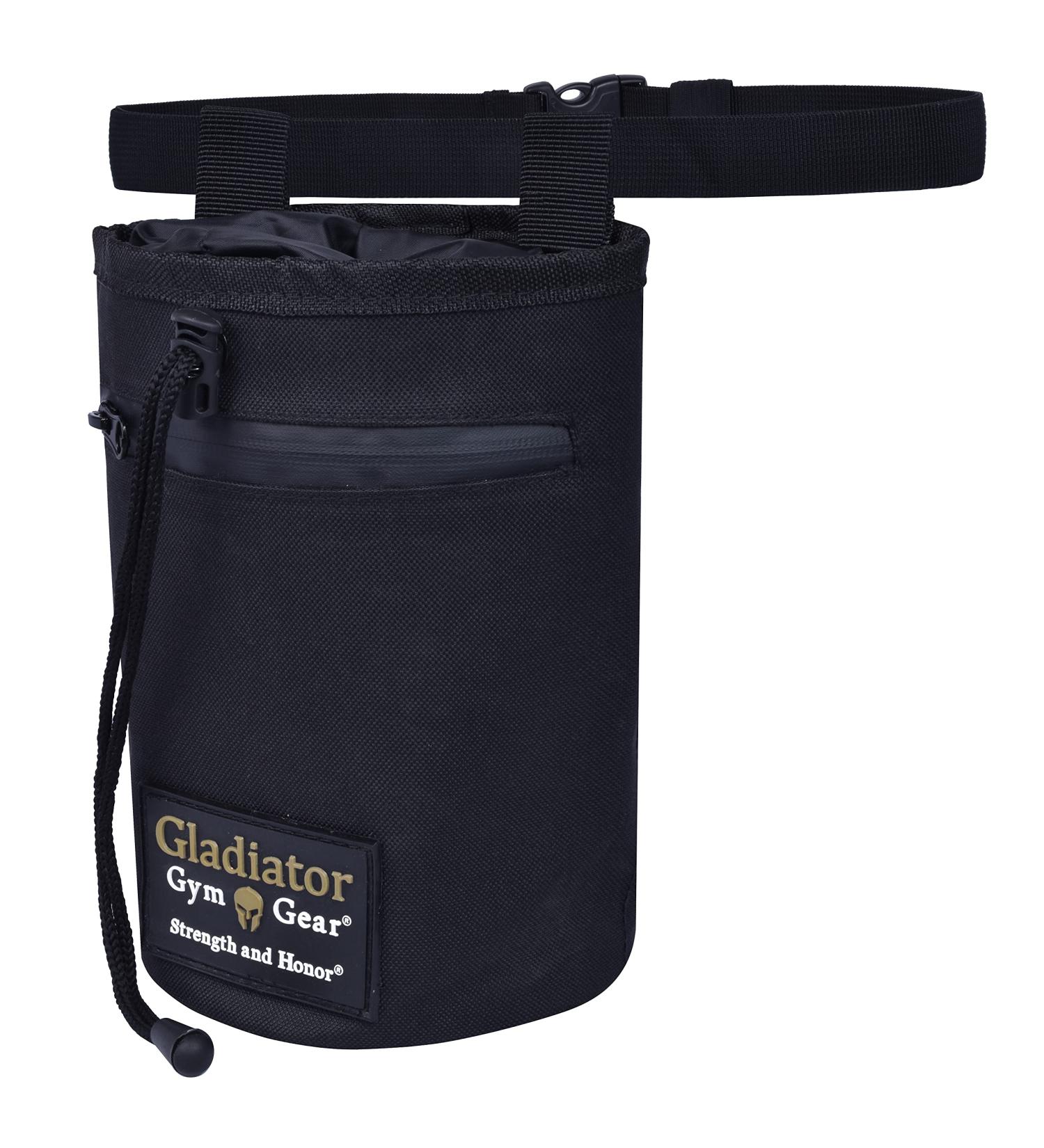 Gladiator Climbing Chalk Bag with Pockets and Adjustable Belt - Black - Buy Online on GoSupps.com