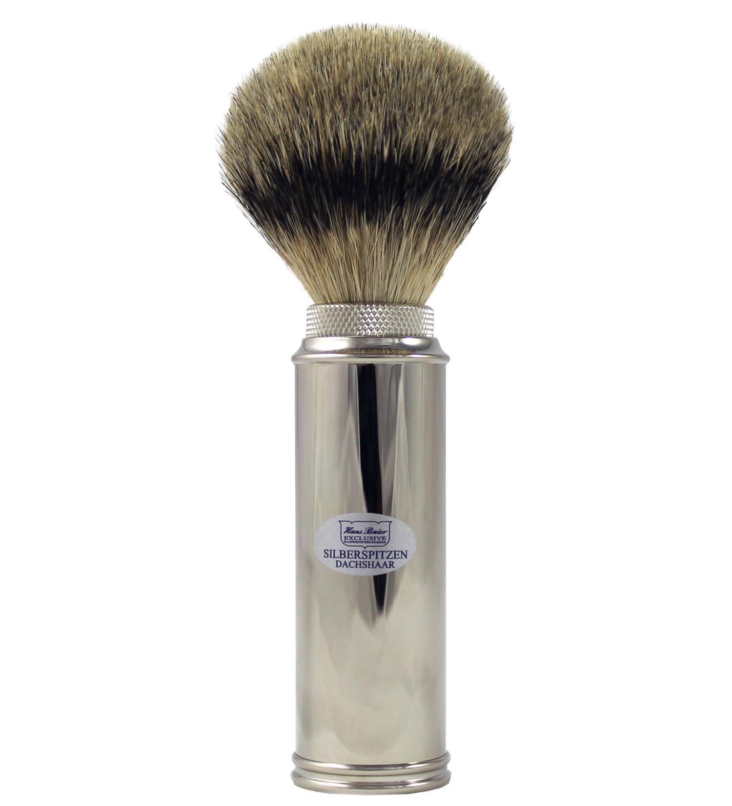 Buy Hans Baier Exclusive Travel Shaving Brush - Premium Silvertip Badger Hair - Perfect for Travelers | International Shipping Available - Buy Online on GoSupps.com