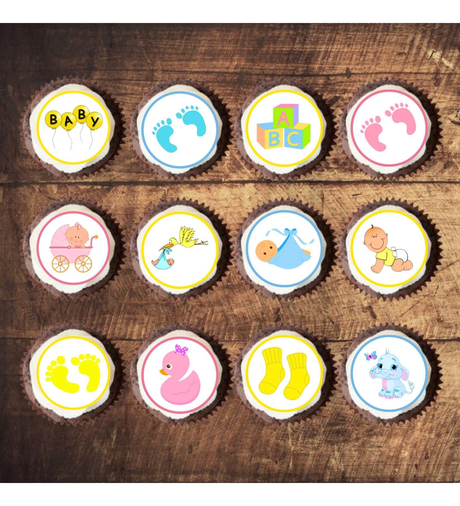 PRECUT Baby Shower Cupcake Toppers Gender Reveal Edible Mini Cake Decorations Edible Baby Shower Decorations Baby Boy Cupcake Toppers Baby Girl Cake Decoration Baby Shower Cake Toppers (24) - Buy Online on GoSupps.com