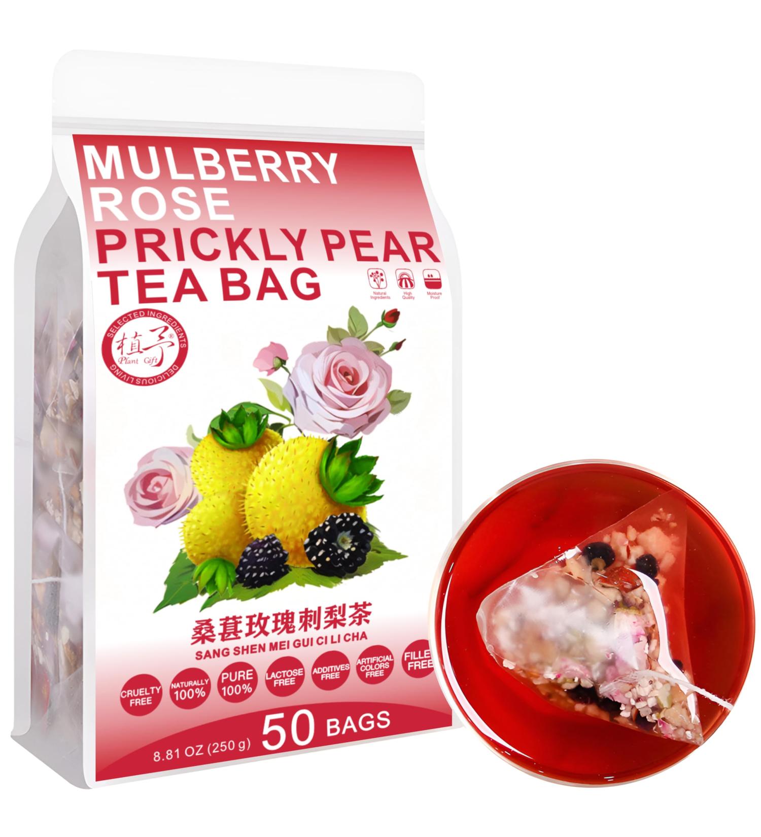 100% Pure Natural Herbal Tea Mulberry Rose Prickly Pear Tea Bag 250g/8.81oz (10g*25bags) Papaye Goji noir citron lys d caf in sans additifs sans OGM - Buy Online on GoSupps.com