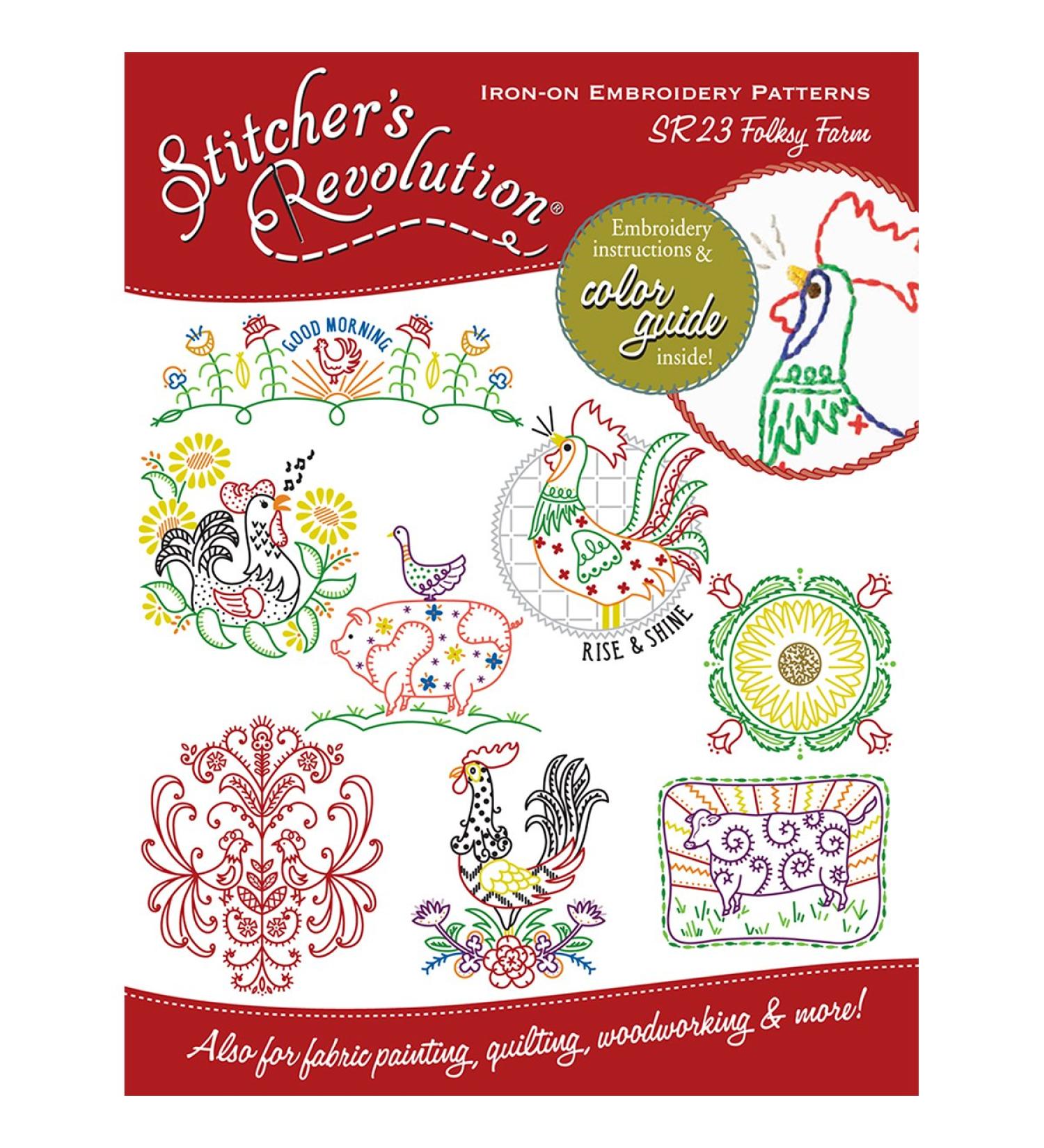Stitcher's Revolution Folksy Farm Iron-On Transfer Pattern for Embroidery