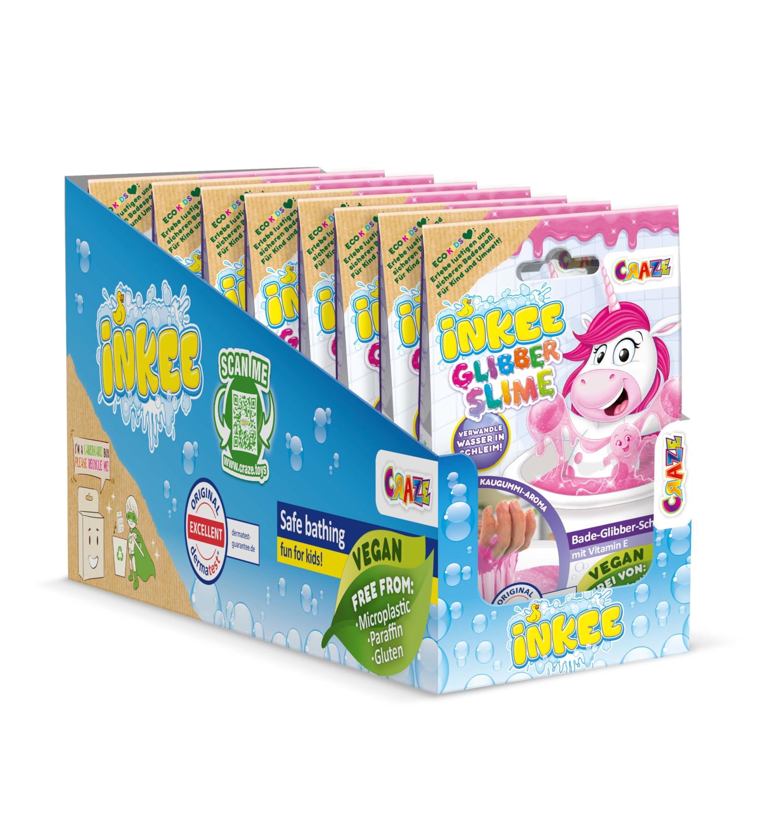 Inkee Bath Slime Unicorn Set | 10x 100g Bubble Gum Aroma Mucus Powder | Vitamin E Bathing Glibber Mucus | International Shipping - Buy Online on GoSupps.com