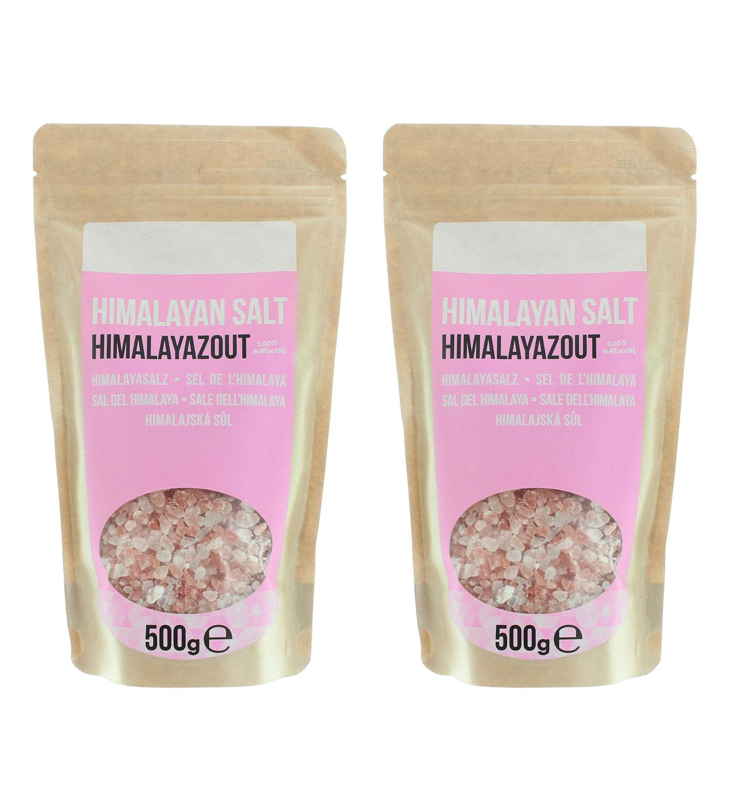 MIJOMA Natural Pink Crystal Salt from Pakistan known as Himalayan Salt 2 x 500g 2 x 5mm