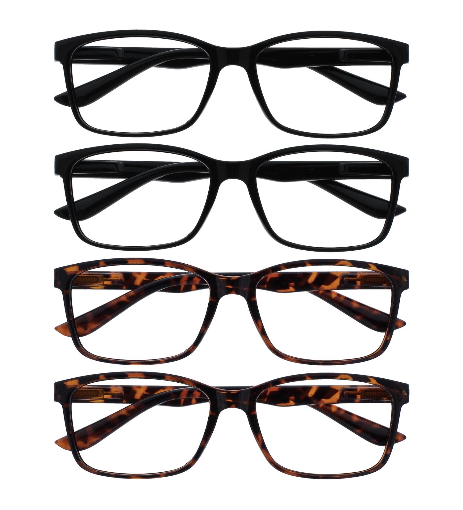 Men's Large Black Brown Reading Glasses - Value 4 Pack with Spring Hinges | Designer Style +3.00 RRRR83-1122 - Buy Online on GoSupps.com