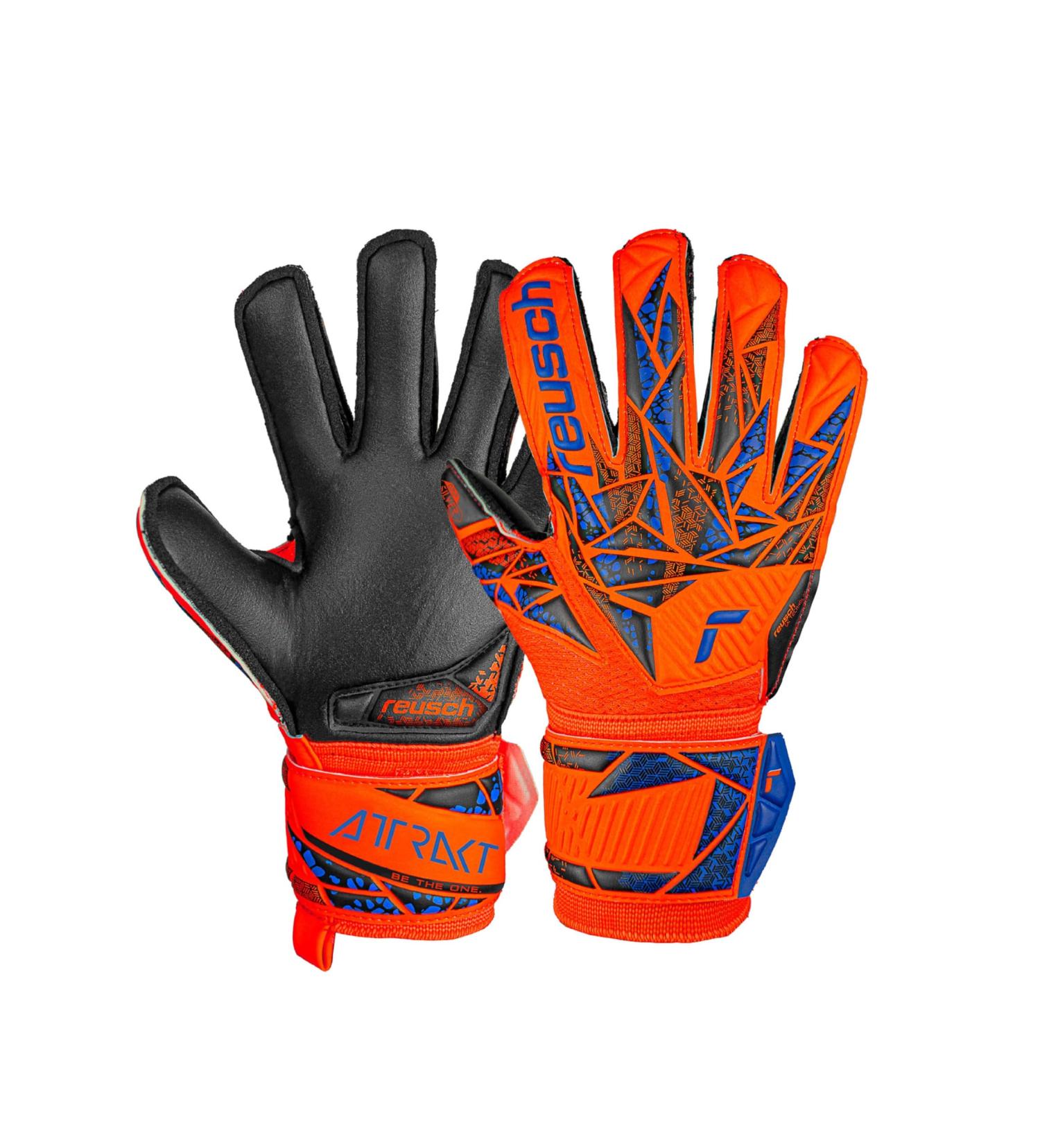 Reusch Unisex Youth Attrakt Silver Junior Goalkeeper Gloves - Size 6 | Orange-Blue-Black - International Shipping Available - Buy Online on GoSupps.com