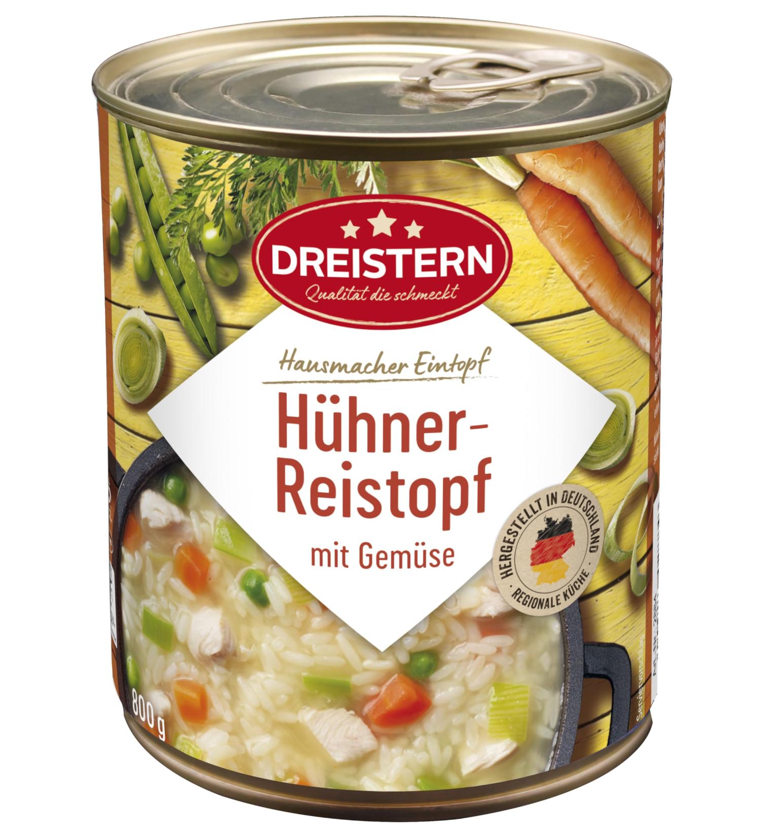 DREISTERN Chicken Pot with Rice 800g - Delicious Stew in Recyclable Tin | Extra Filling - Buy Internationally - Buy Online on GoSupps.com