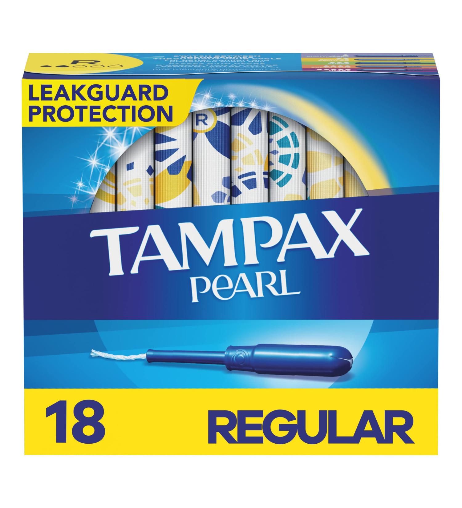 Tampax Pearl Plastic Unscented Tampons Regular Absorbency - 18 Count Pack - Buy Online on GoSupps.com