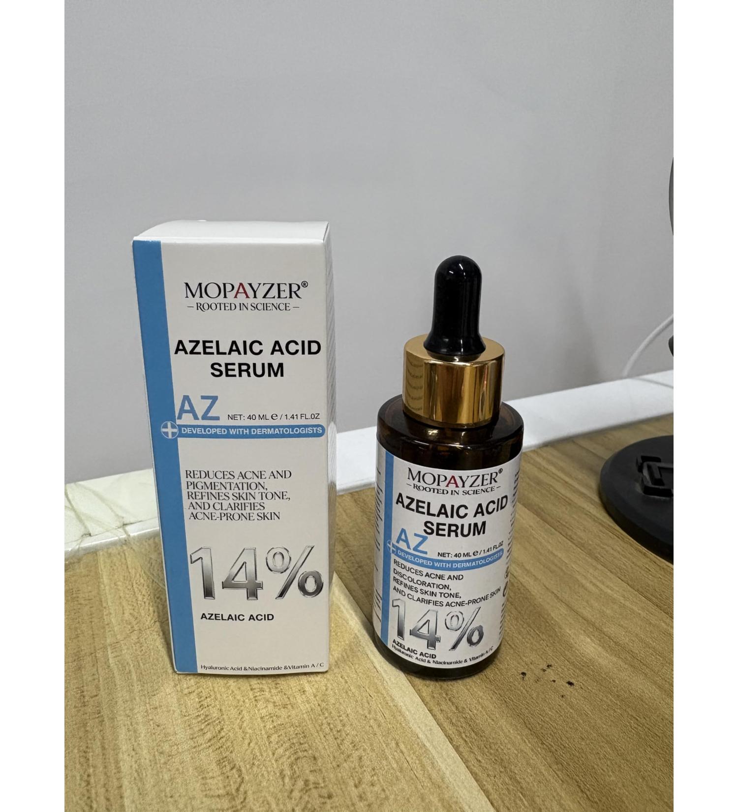 14% Azelaic Acid Serum for Face with Niacinamide Hyaluronic Acid & Vitamin A/C Redness Soothing Acne & Dark Spot Care Azelic Acid for Acne Facial Serum for Sensitive & Oily Skin 40ml/2pcs Unscented