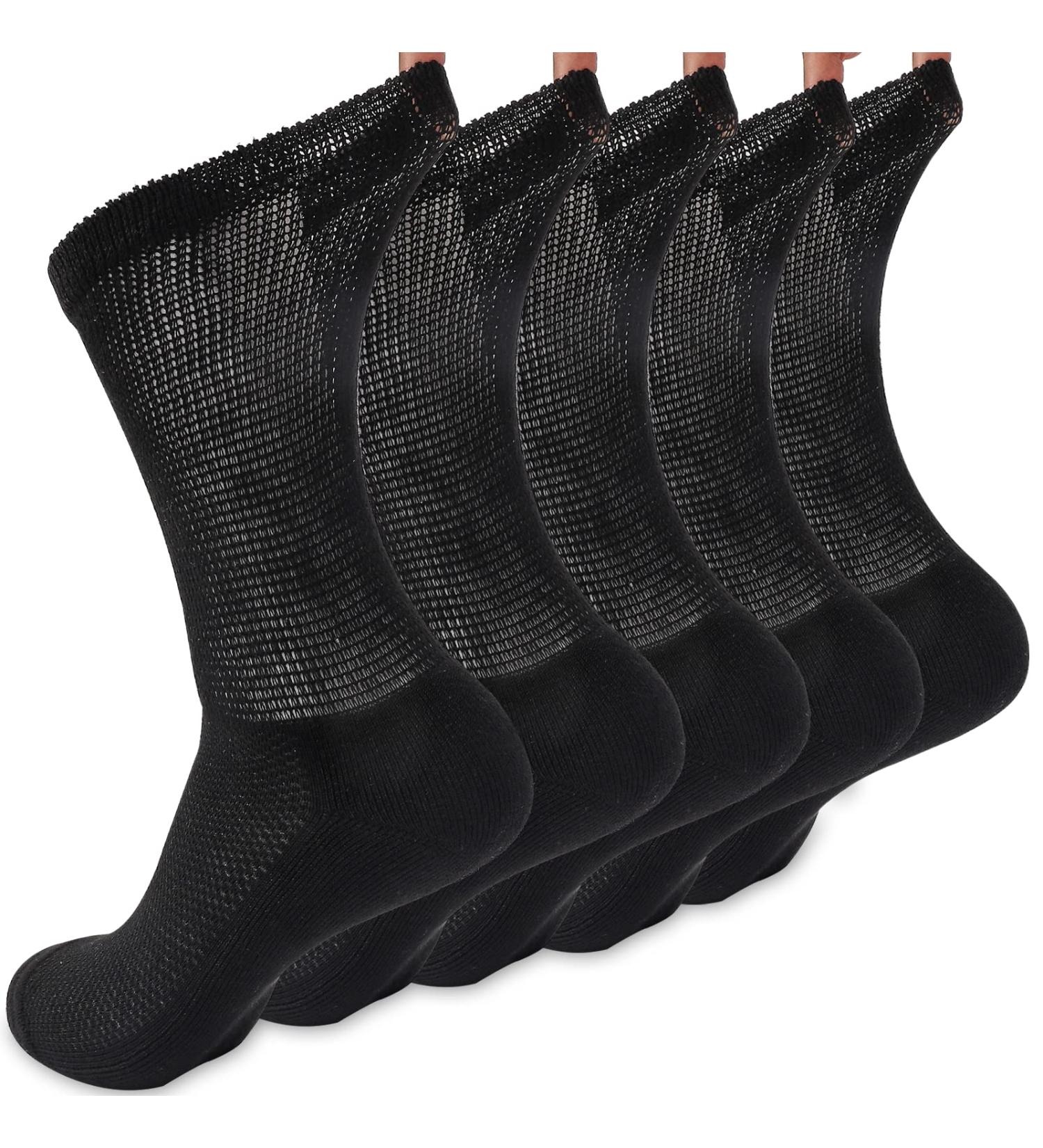 Men's Aaronano Diabetic Bamboo Hospital Socks - 5 Pairs, Large Black - Buy Online on GoSupps.com