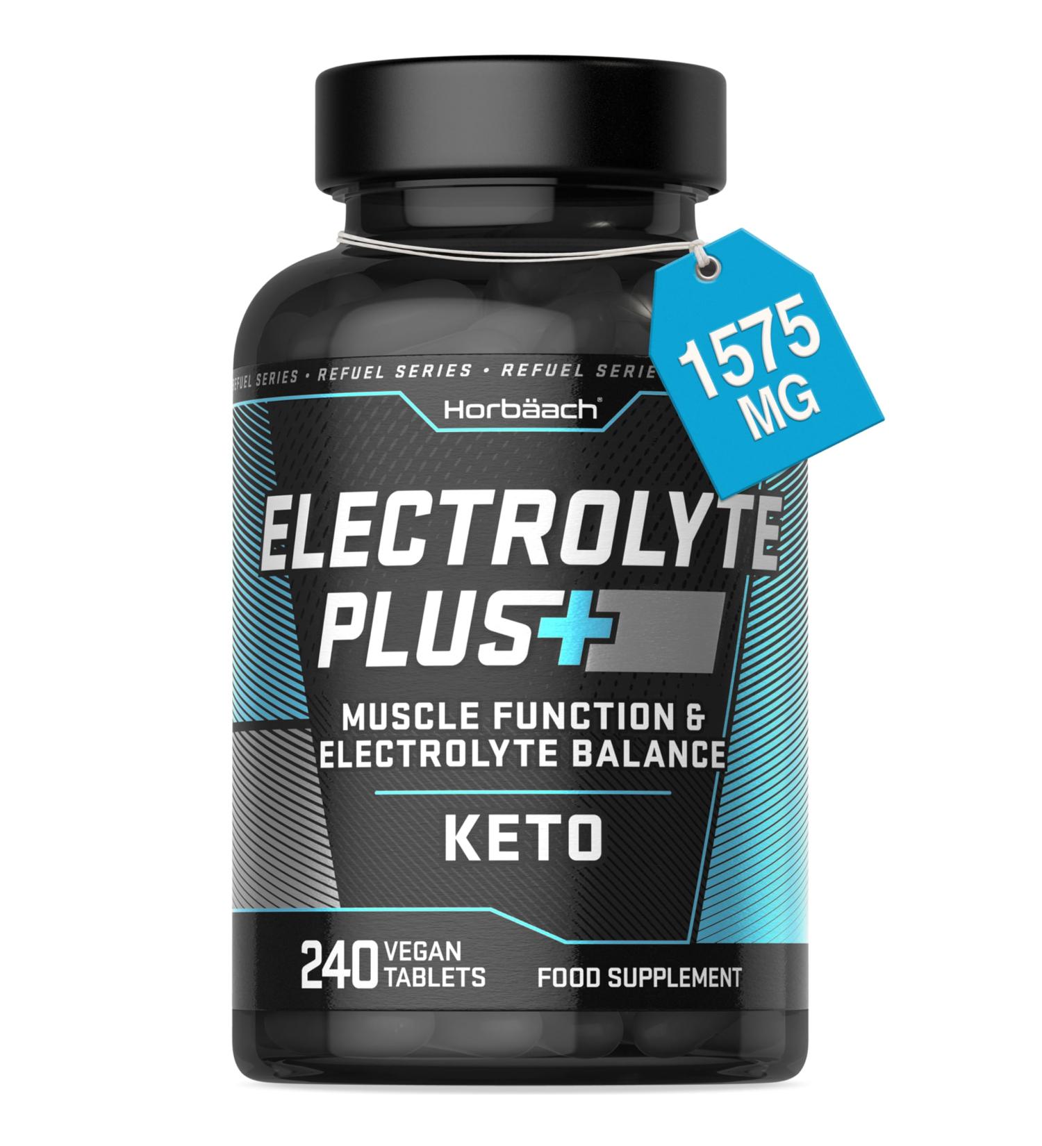 Electrolyte Tablets 1575mg | 240 Vegan Tablets with Potassium Chloride Calcium Magnesium & Sodium | Keto Electrolyte Powder Alternative | by Horbaach - Buy Online on GoSupps.com