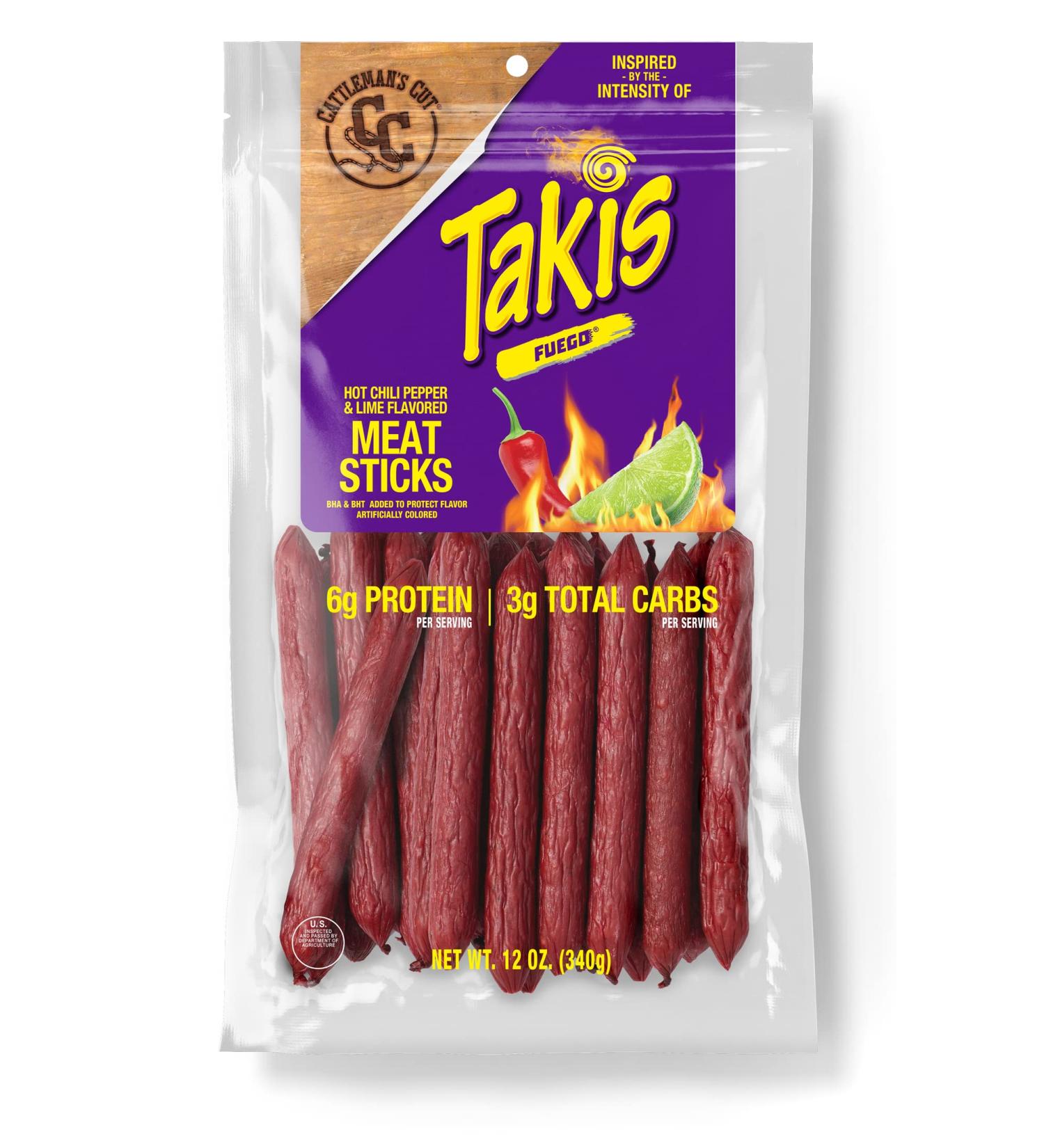 Cattleman's Cut Takis Fuego Meat Sticks 12oz - Spicy Beef Sticks Snack - Buy Online on GoSupps.com