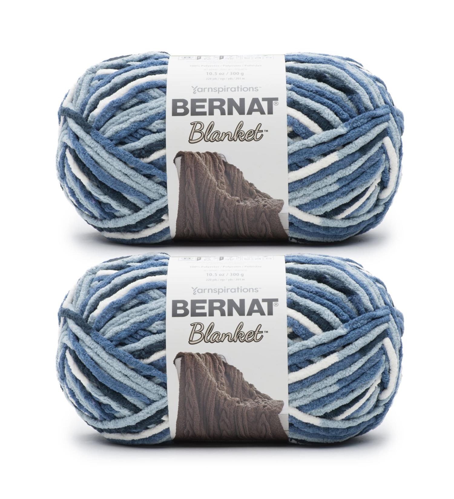 Bernat Blanket Faded Blues Yarn 2 Pack - 300g/10.5oz - 6 Super Bulky - Polyester - 220 Yards - Knitting/Crochet Blanket - Buy Online on GoSupps.com