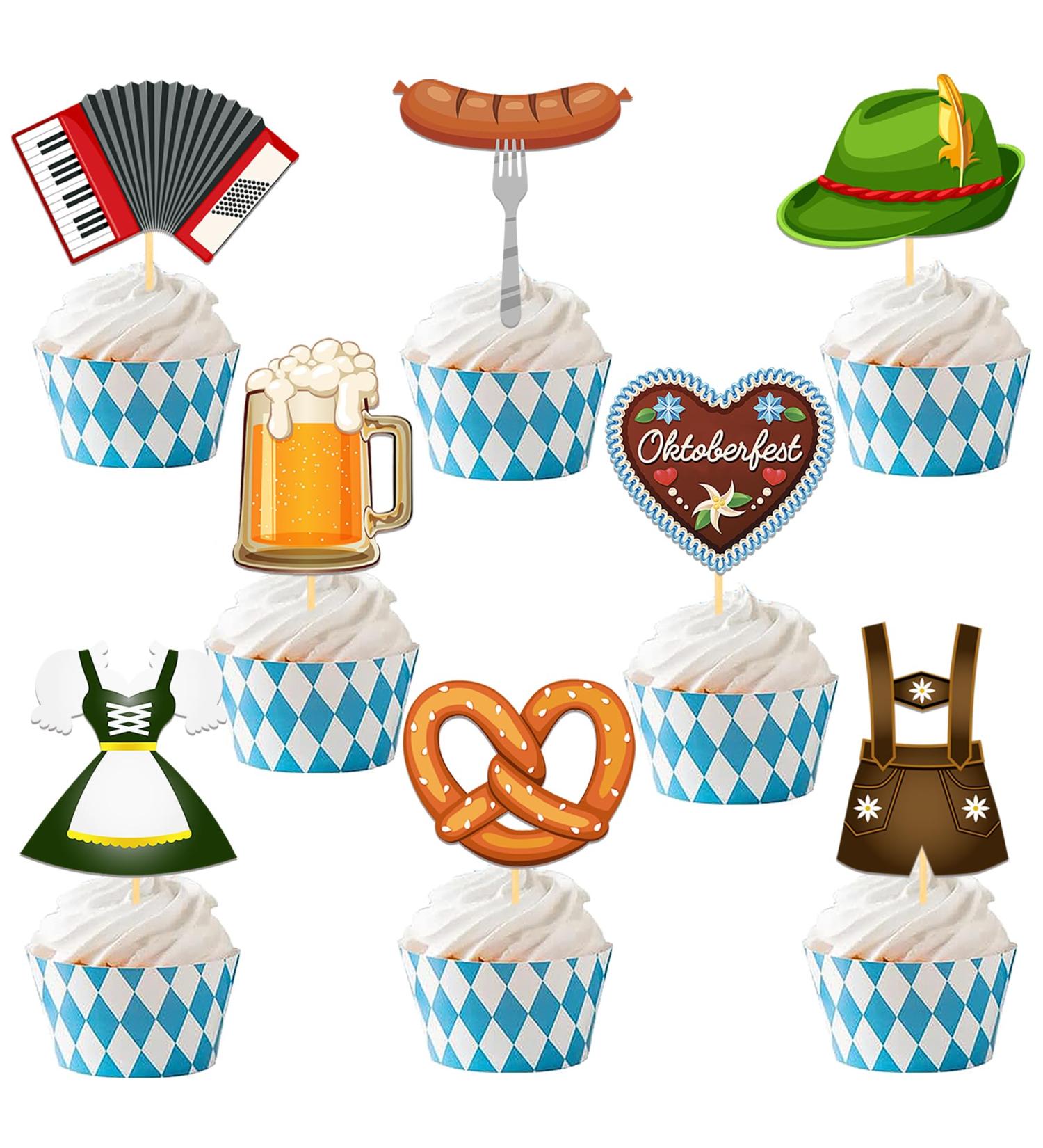 Grehge ter Oktoberfest Cupcake Toppers Oktoberfest Cake Decoration Beer Festival Party Picks German Beer Festival Cake Decoration for Oktoberfest Decoration Bavarian Party Dessert Oktoberfest B - Buy Online on GoSupps.com