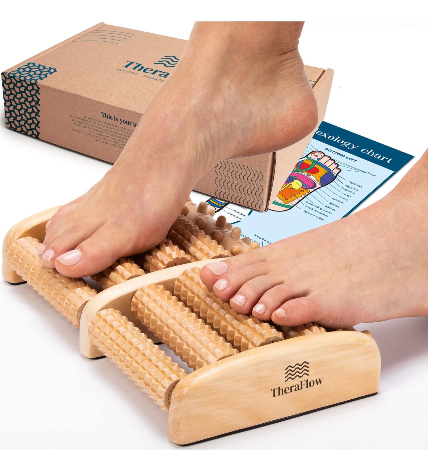 TheraFlow Foot Roller for Plantar Fasciitis Relief and Neuropathy - Wooden Reflexology Tool for Heel Spur and Arch Pain - Large Size 2020 Edition - Buy Online on GoSupps.com