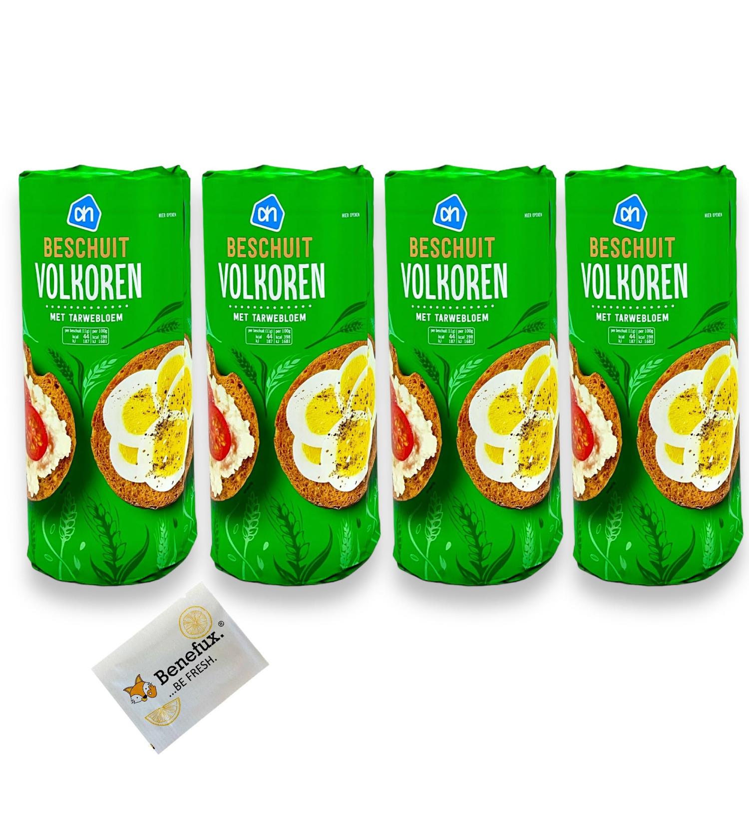 Buy AH Beschuit Volkoren Zwieback Multipack 4x130g & Benefux Refreshing Cloth | International Shipping Available - Buy Online on GoSupps.com