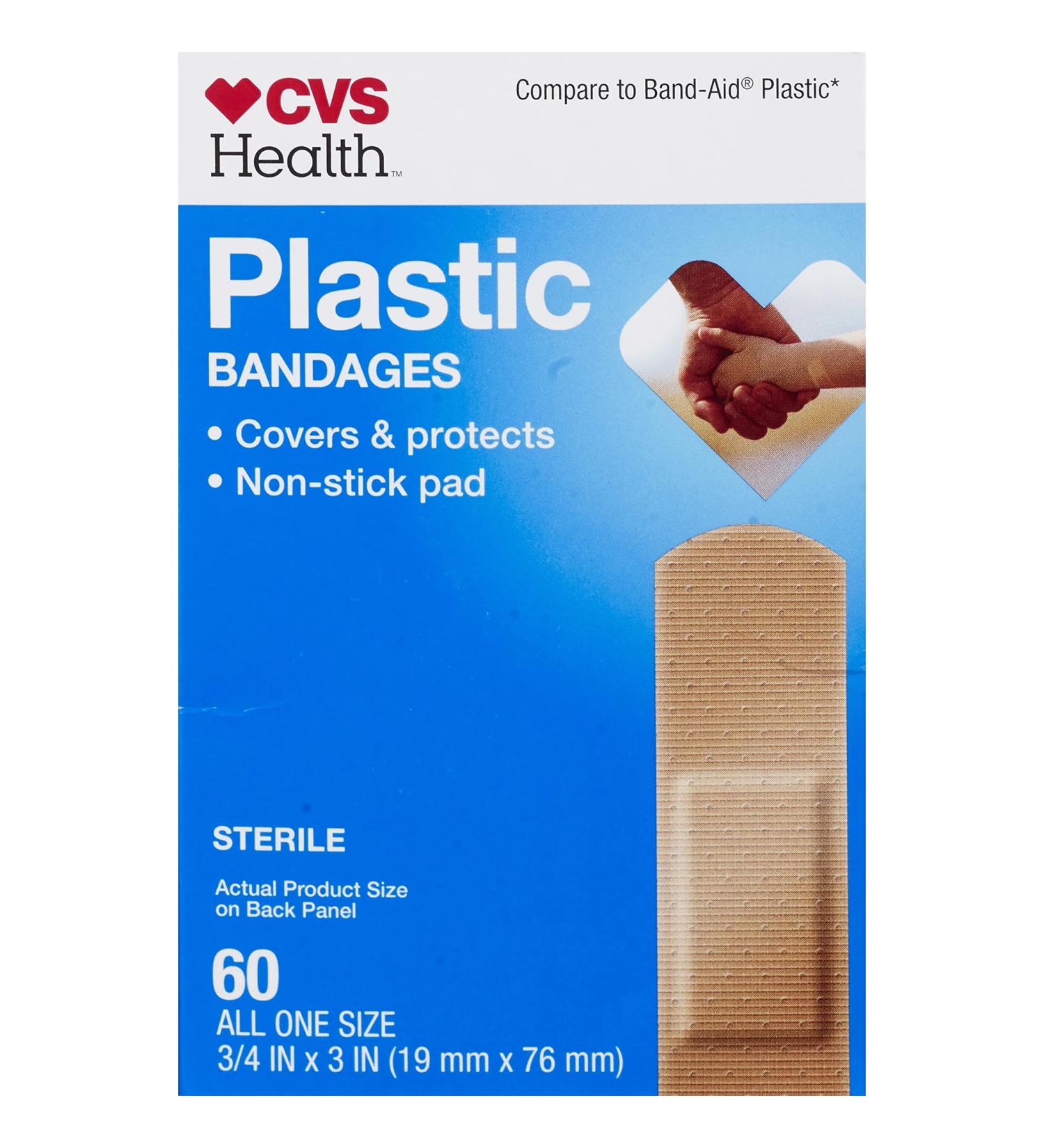 Buy CVS Health Plastic Bandages 3/4x3 in. - 60CT | Durable Flexible & Ideal for All Skin Types - Fast International Shipping - Buy Online on GoSupps.com
