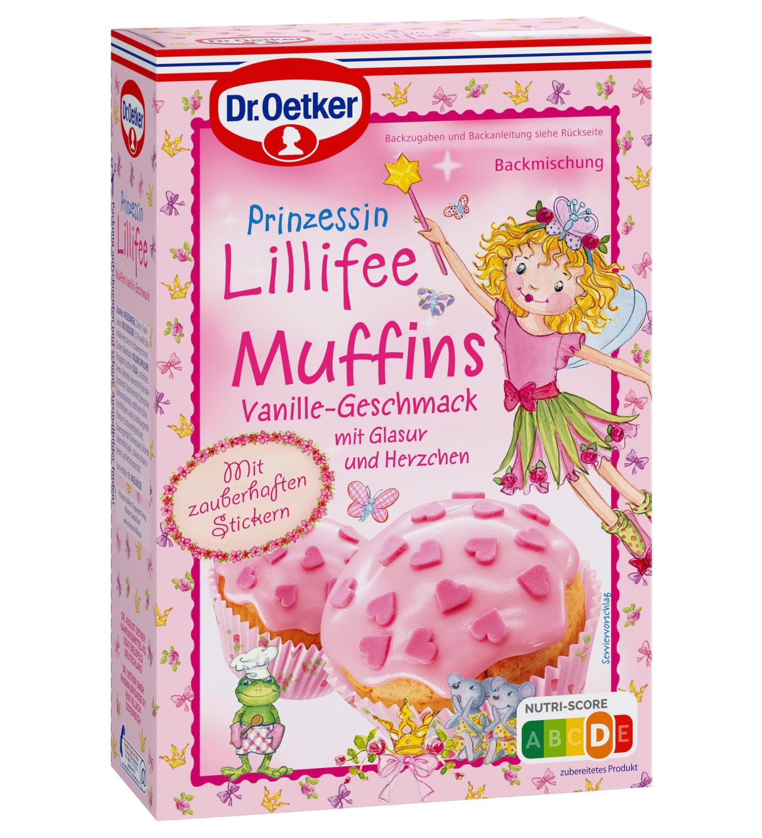 Dr. Oetker Princess Lillifee Muffins 3-Pack - Vanilla Baking Mix for 12 Muffins with Pink Glaze & Hearts | International Shipping - Buy Online on GoSupps.com