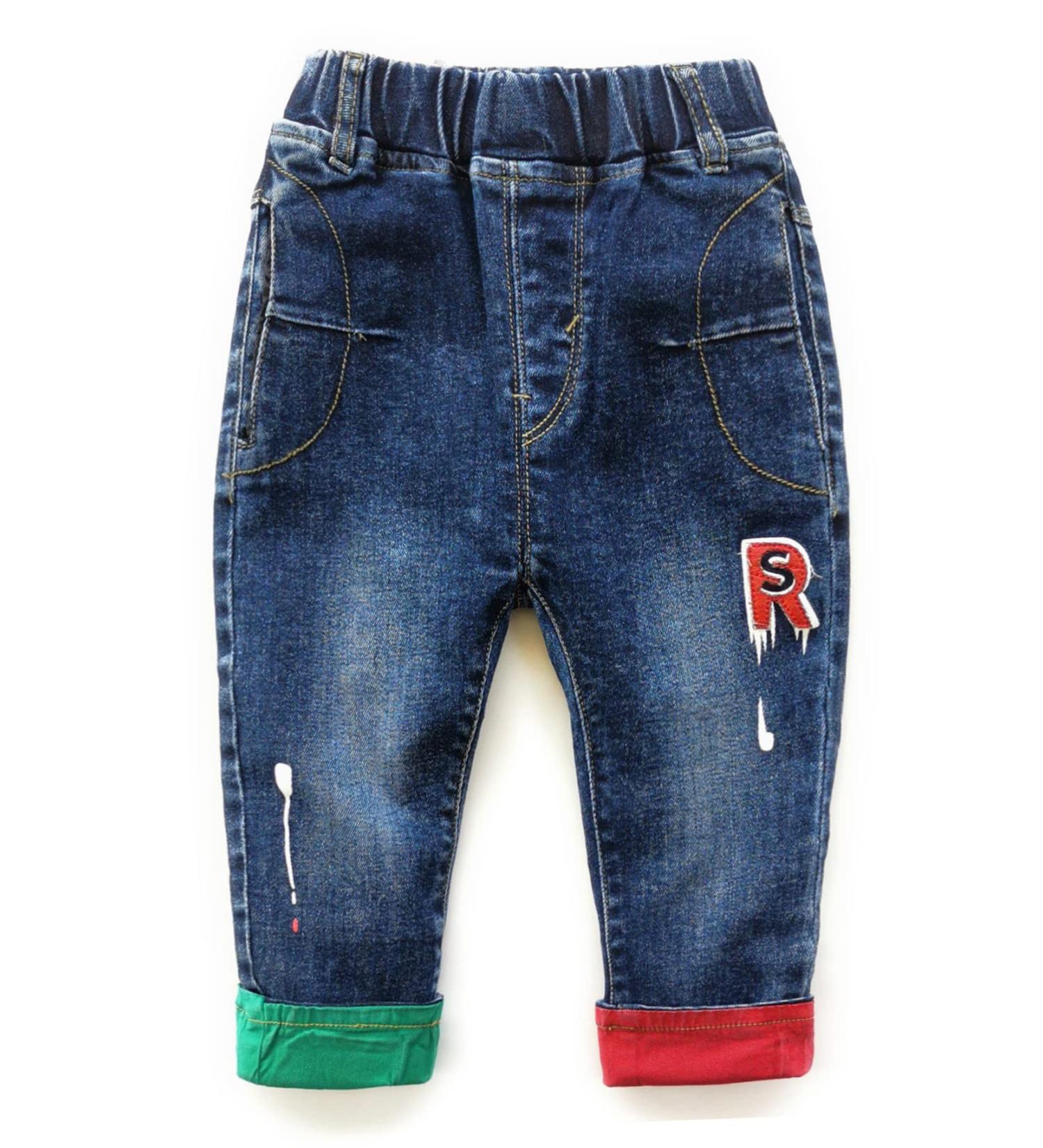 KIDSCOOL SPACE Baby Ripped Jean Toddler Elastic Waist Denim Pants 2-3 Years Blue - Buy Online on GoSupps.com