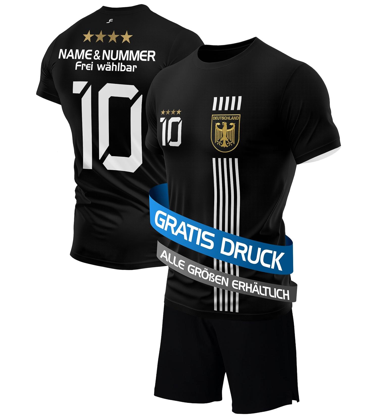 Buy De Fanshop Germany Jersey 2024 for Kids & Young Men | Black Football Shirt Set with Custom Name | Perfect Original Gift - Buy Online on GoSupps.com