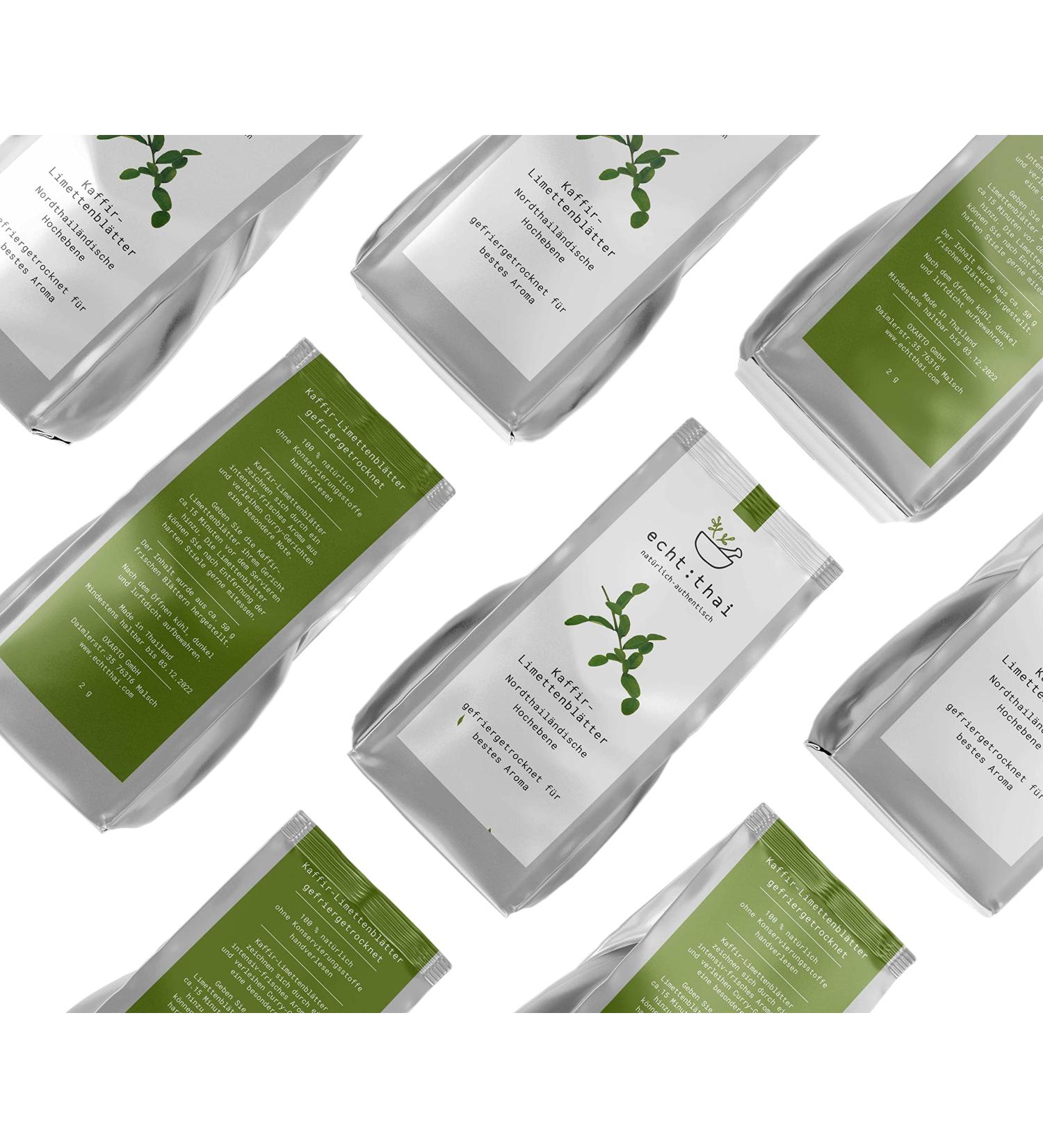 echtthai Kaffir lime leaves pack of 8 pieces 8 x 2 g suitable for Thai Curry freezedried box of 8 pieces - Buy Online on GoSupps.com