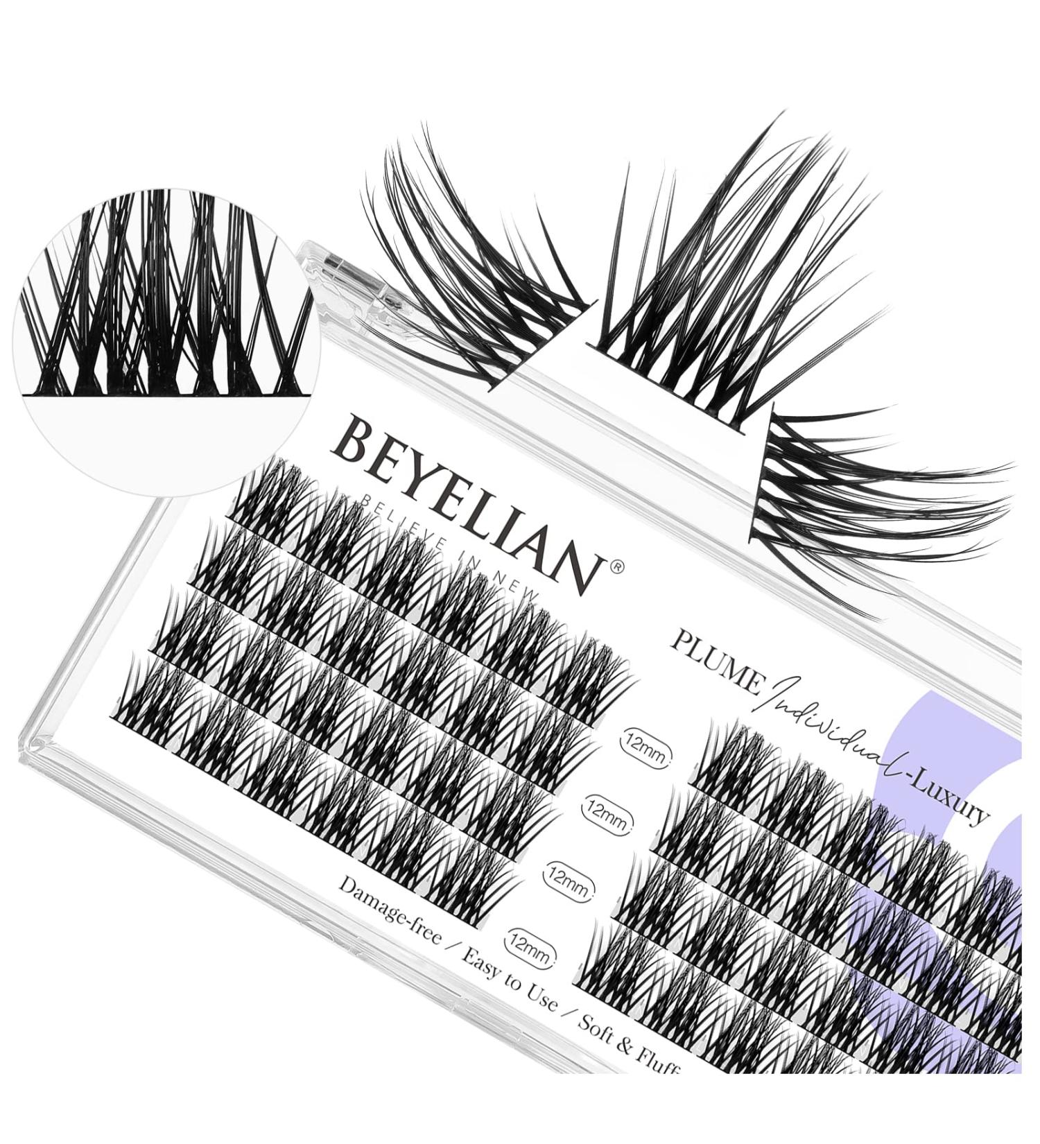 Buy Beyelian C Curl Cluster Eyelashes | 48 PCs DIY Individual Lashes | Super Thin Black Band | Luxury 0.07mm 12mm Extensions - Buy Online on GoSupps.com