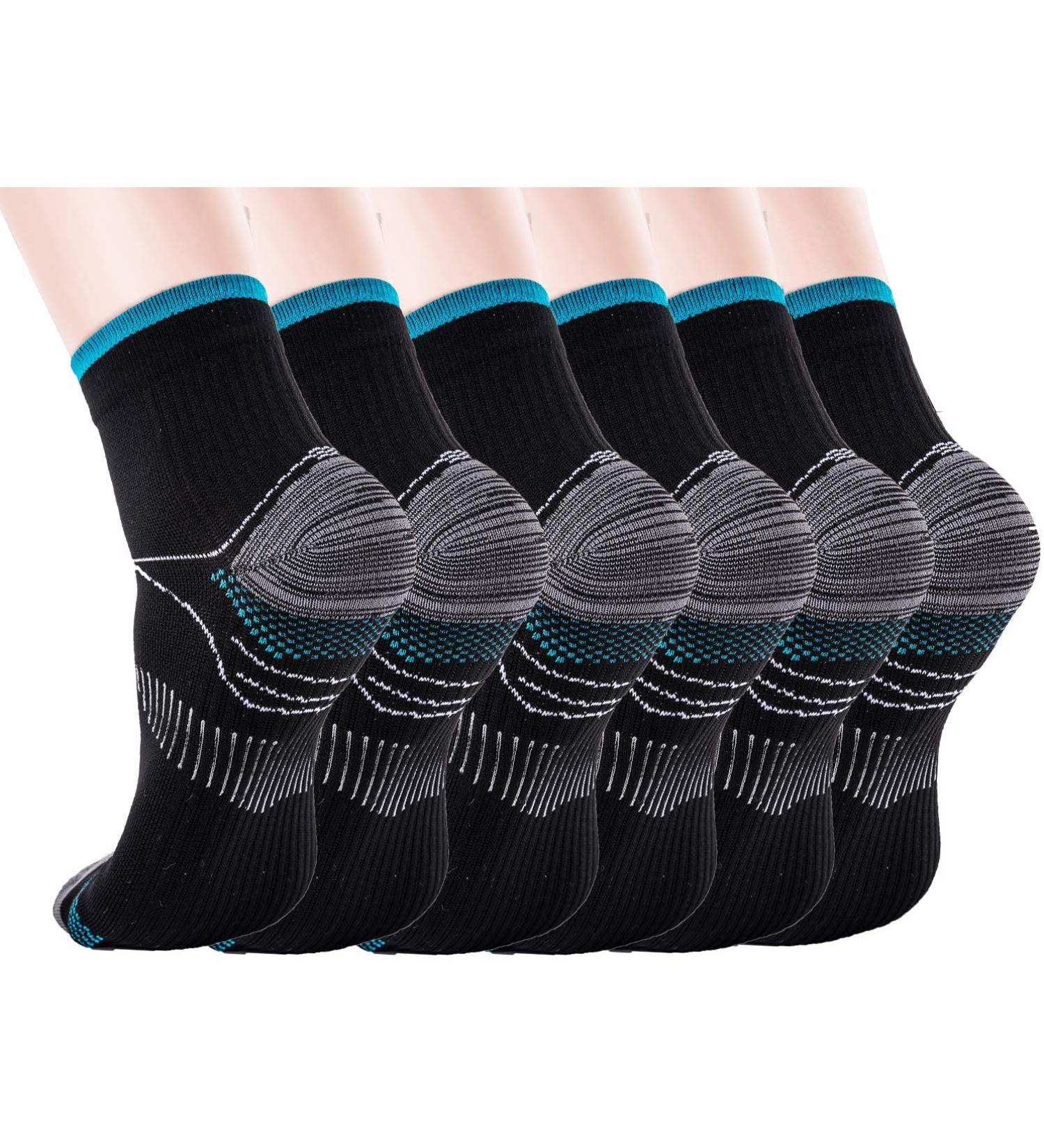 WOEITA Compression Socks - Plantar Fasciitis Arch Support - 6 Pairs Black S-M - Buy Online on GoSupps.com