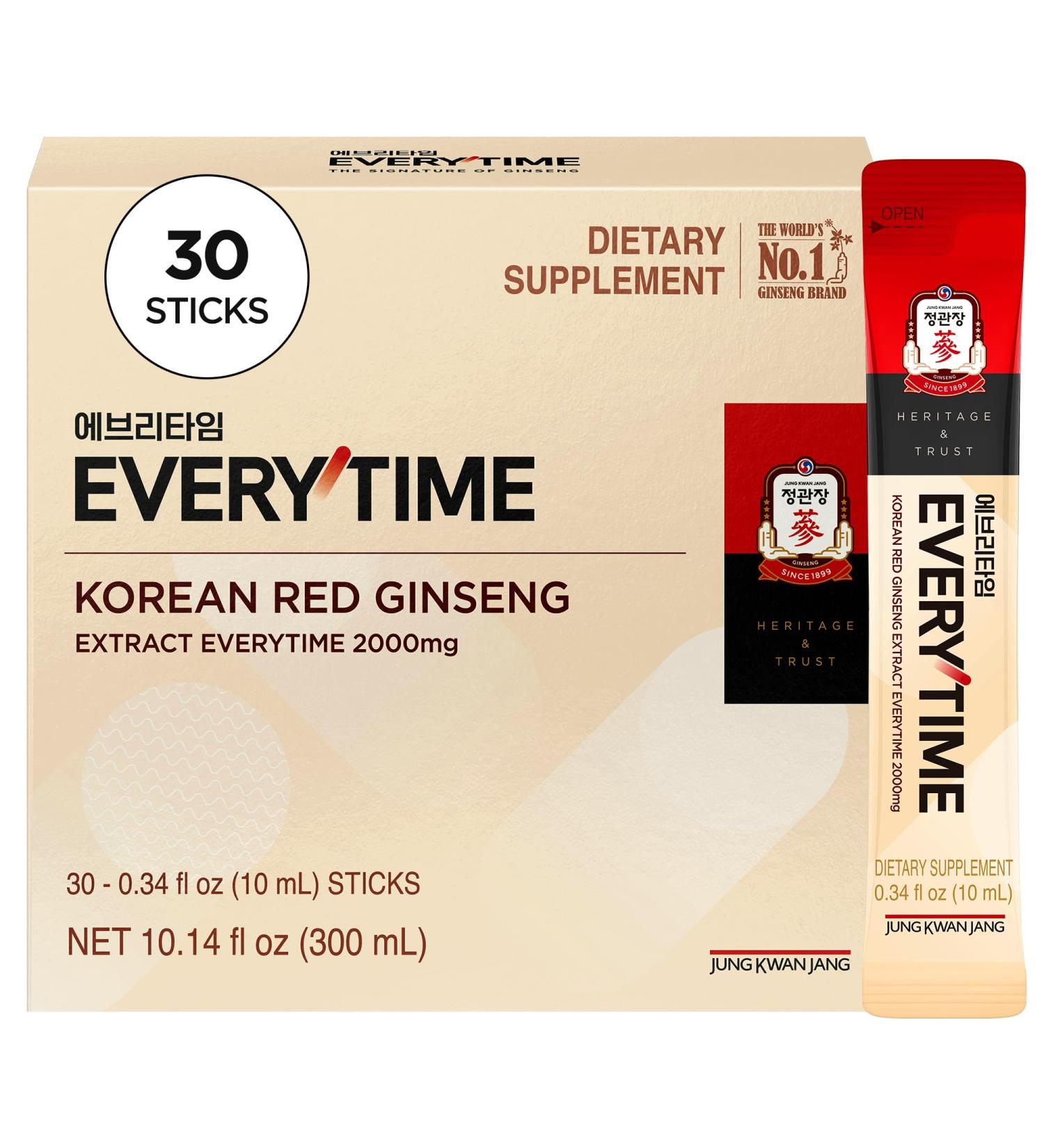 JUNG KWAN JANG Everytime Korean Red Ginseng Extract Stick 2 000mg Signature - Adaptogen Energy Drink Liquid Stick Supplements with Propolis - Energy Boost & Immune Support Caffeine Free (30 Sticks) Signature 0.34 Fl Oz (P  - Buy Online on GoSupps.com