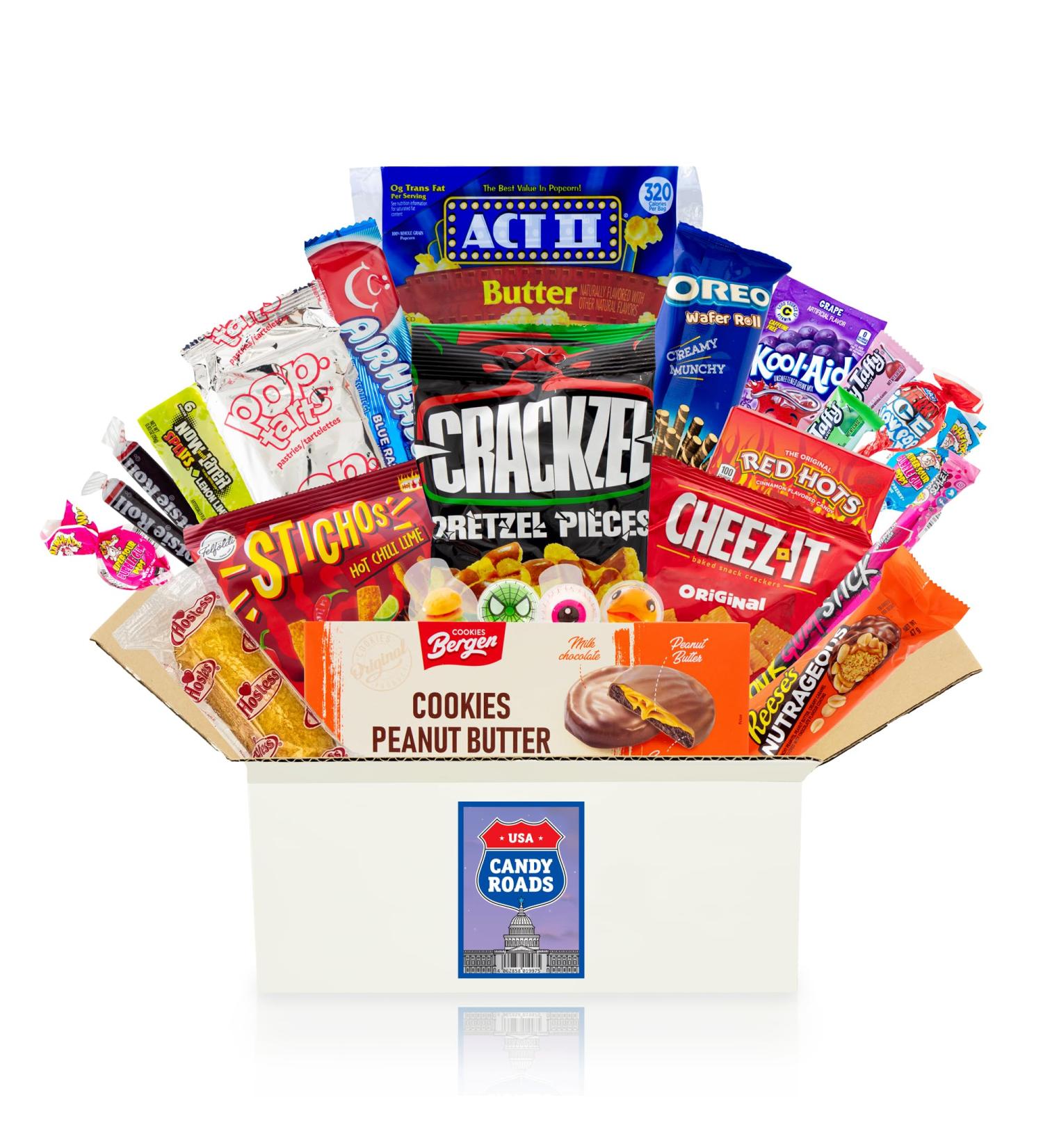 GetDigital Candy Roads USA Box | Over 20 American Sweets Chips & Snacks | International Shipping Available - Buy Online on GoSupps.com