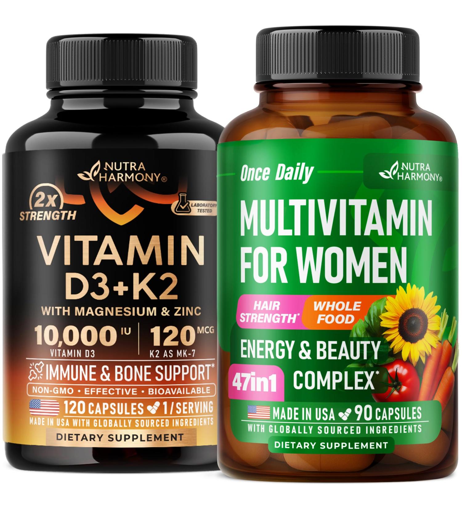 NUTRAHARMONY Vitamin D3 K2 & Multivitamins for Women Capsules