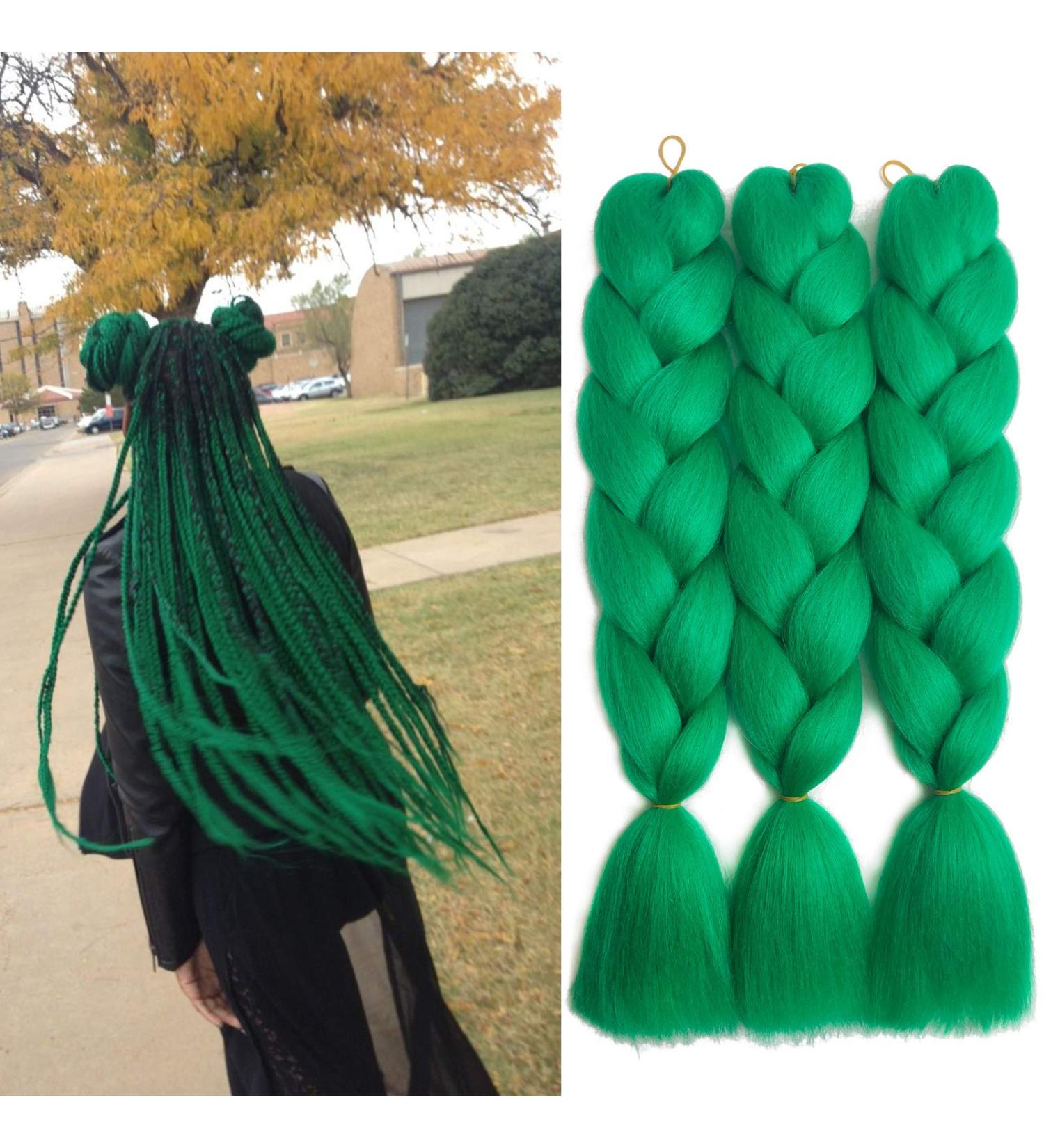SuCoo Kanekalon Dark Green Braiding Hair Extensions - 24inch 3pcs/lot with Free Gifts | High Temperature Synthetic Fiber for Crochet Twist Braids - Buy Online on GoSupps.com