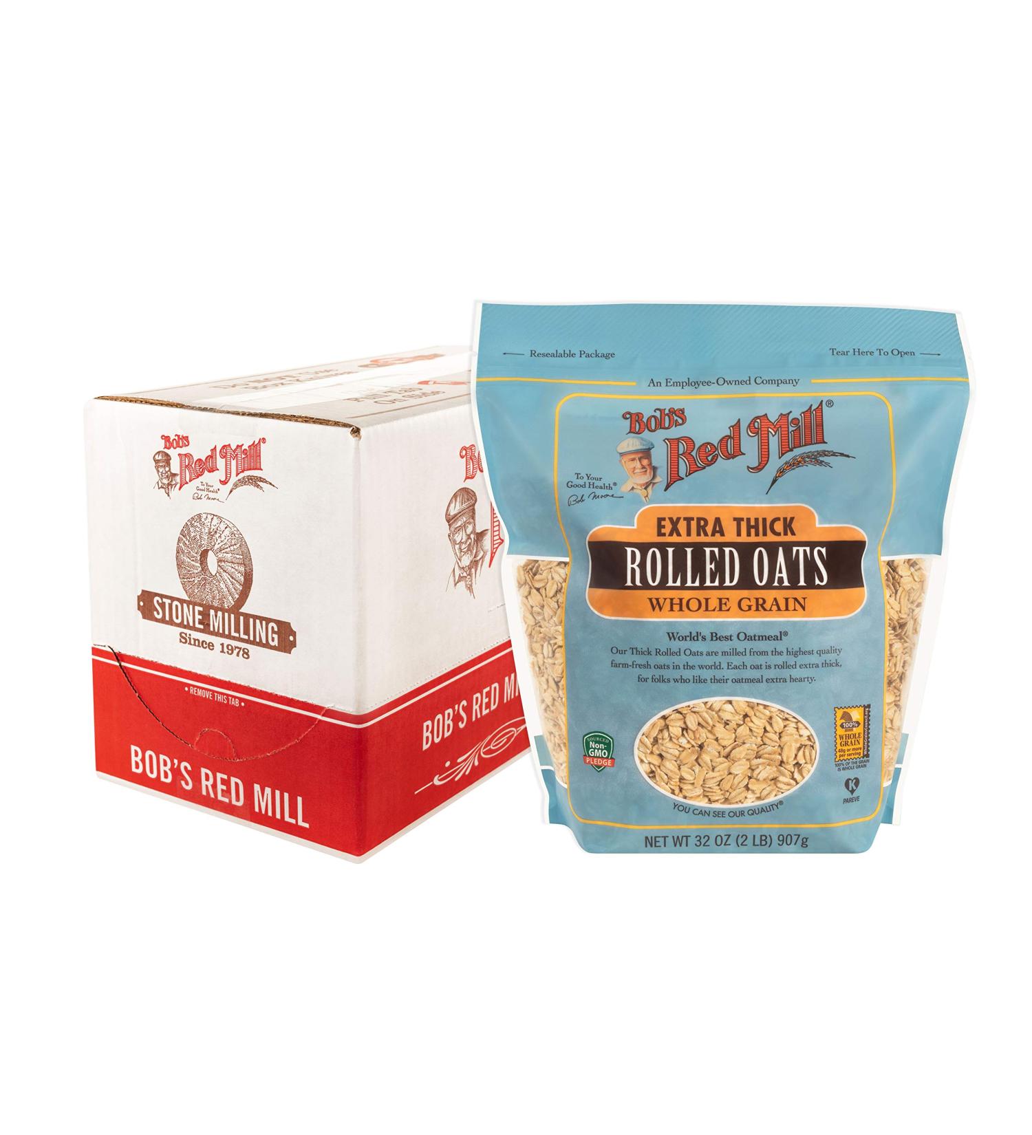 Bob's Red Mill Extra Thick Rolled Oats 32-ounce (Pack of 4) Resealable 32 Ounce (Pack of 4) - Buy Online on GoSupps.com