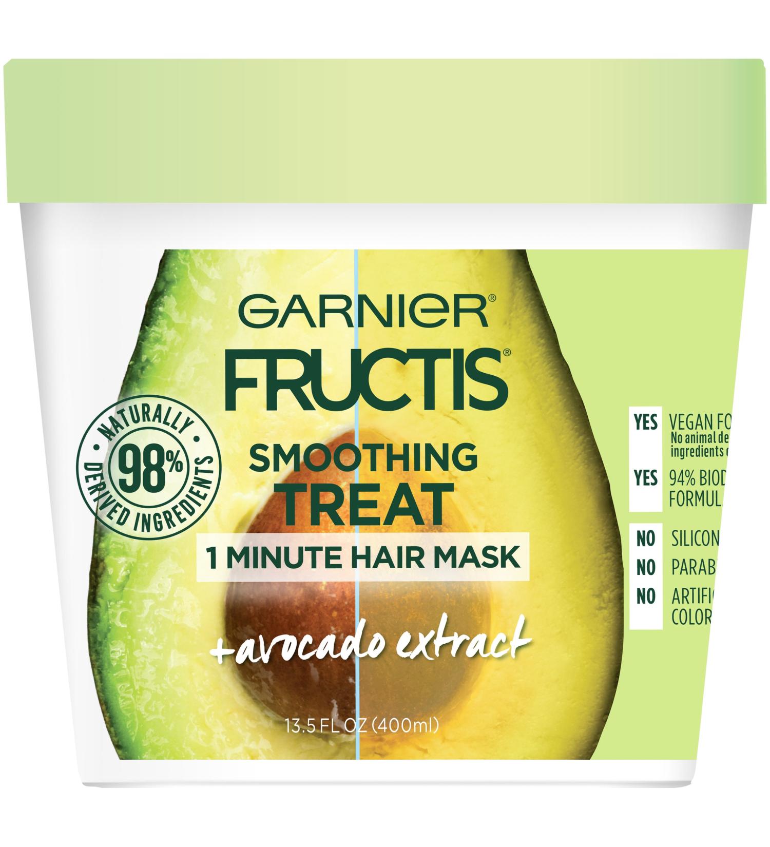 Garnier Fructis Smoothing Treat 1-Minute Hair Mask with Avocado Extract - 13.5 fl oz (400 ml) - Buy Online on GoSupps.com