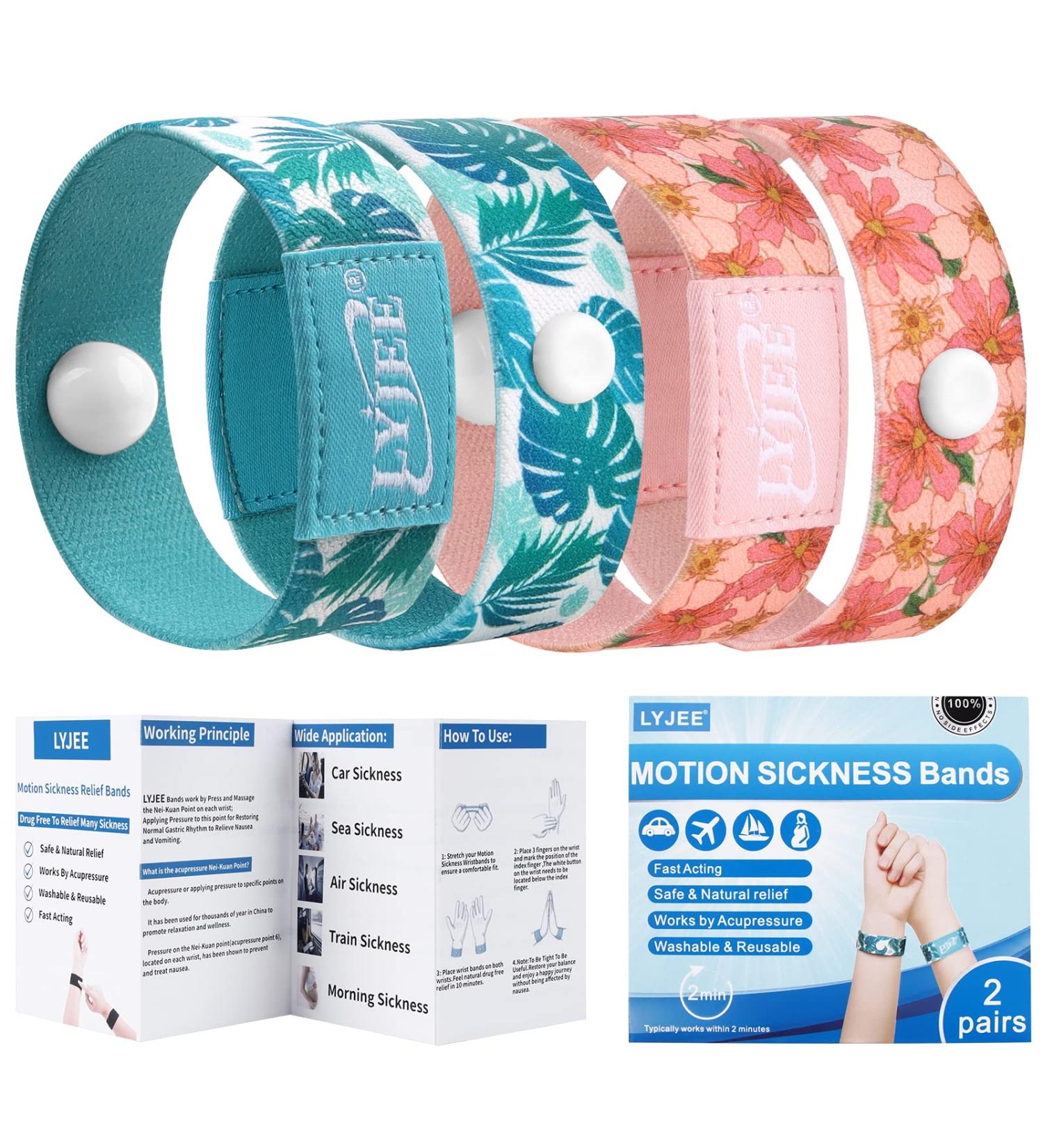 LYJEE Sea Sickness Wristbands | Motion Sickness Relief Bands for Adults & Pregnant Women | 2 Pairs (Medium - Buy Online on GoSupps.com