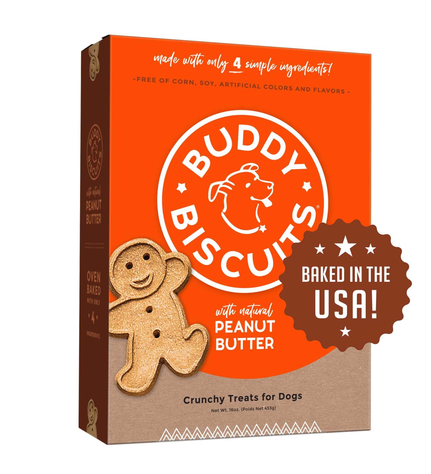 Buddy Biscuits Oven Baked Healthy Dog Treats - Crunchy Peanut Butter, 1lb (Pack of 1) - Buy Online on GoSupps.com