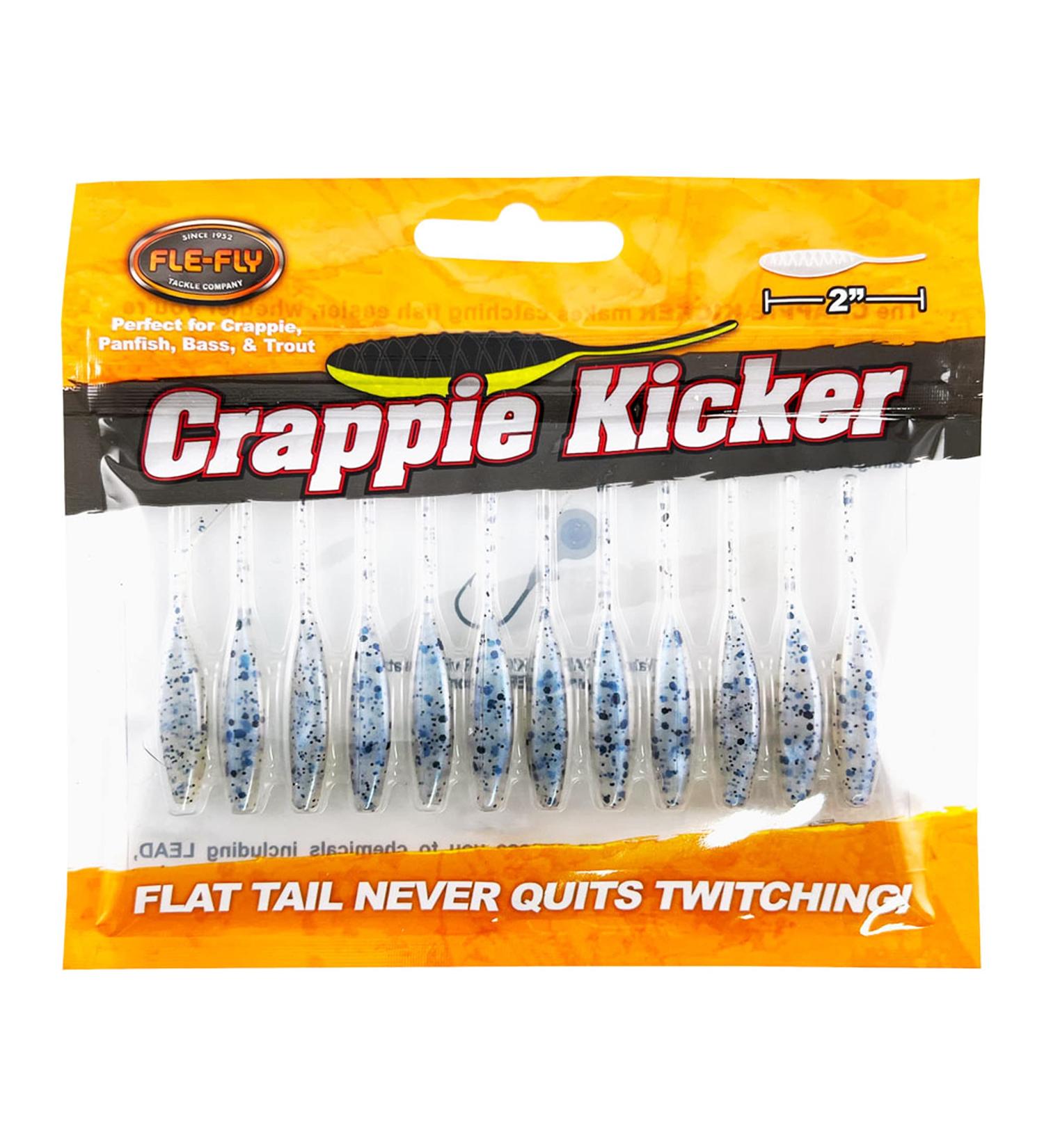 FLE-FLY Crappie Kickers Soft Plastic Baits with Thin Vibrating Tail 2 Inch Monkey Milk