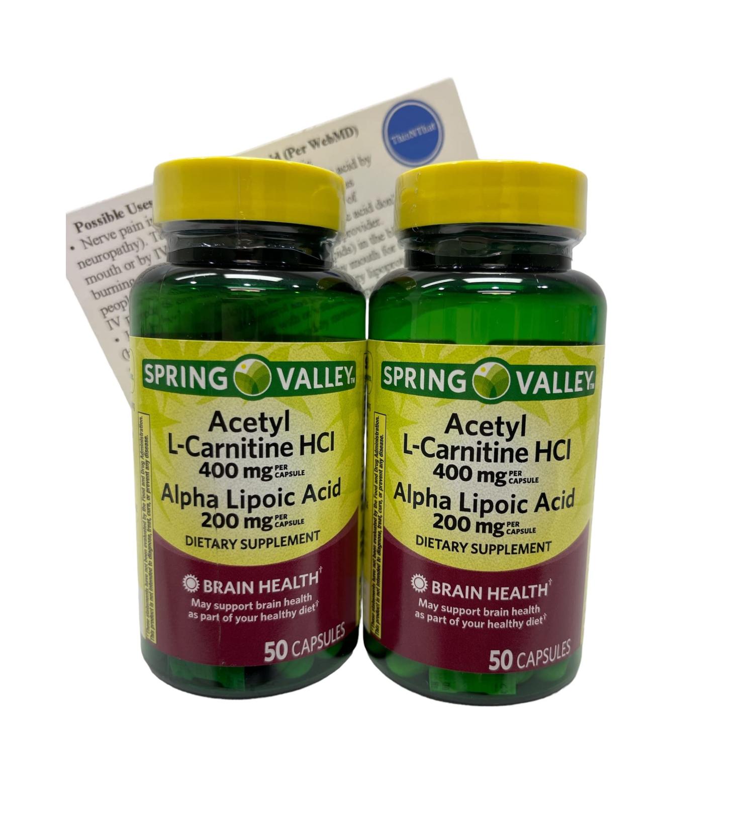 Brain Health Bundle: 2 Bottles of Alpha Lipoic Acid & Acetyl L-Carnitine with Tip Card - Buy Online on GoSupps.com