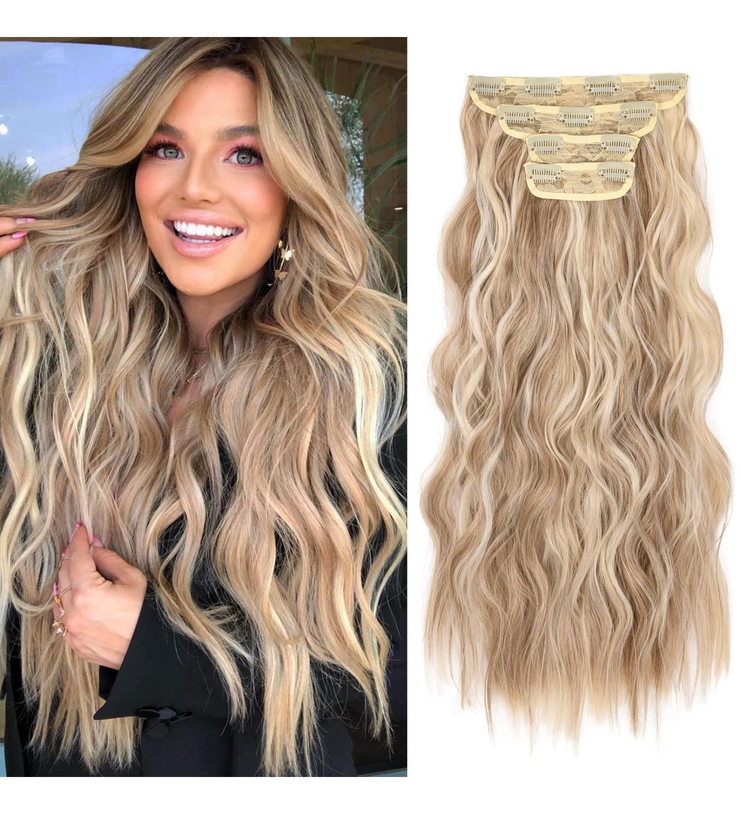 REECHO 20 Inch Medium Blonde Clip in Hair Extensions - 4PCS Pack, 200g - Soft Synthetic Hairpieces for Women - Buy Online on GoSupps.com