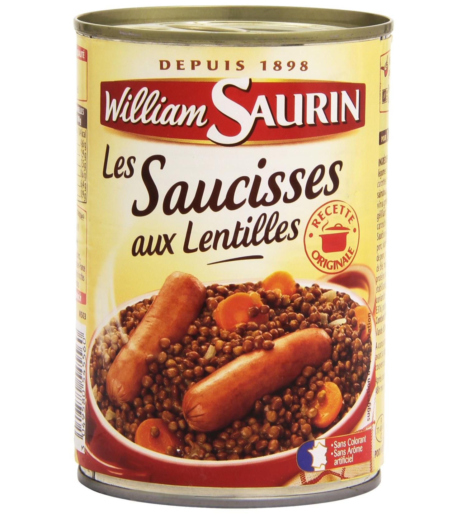 William Saurin Sausages with lentils 420 g - Buy Online on GoSupps.com