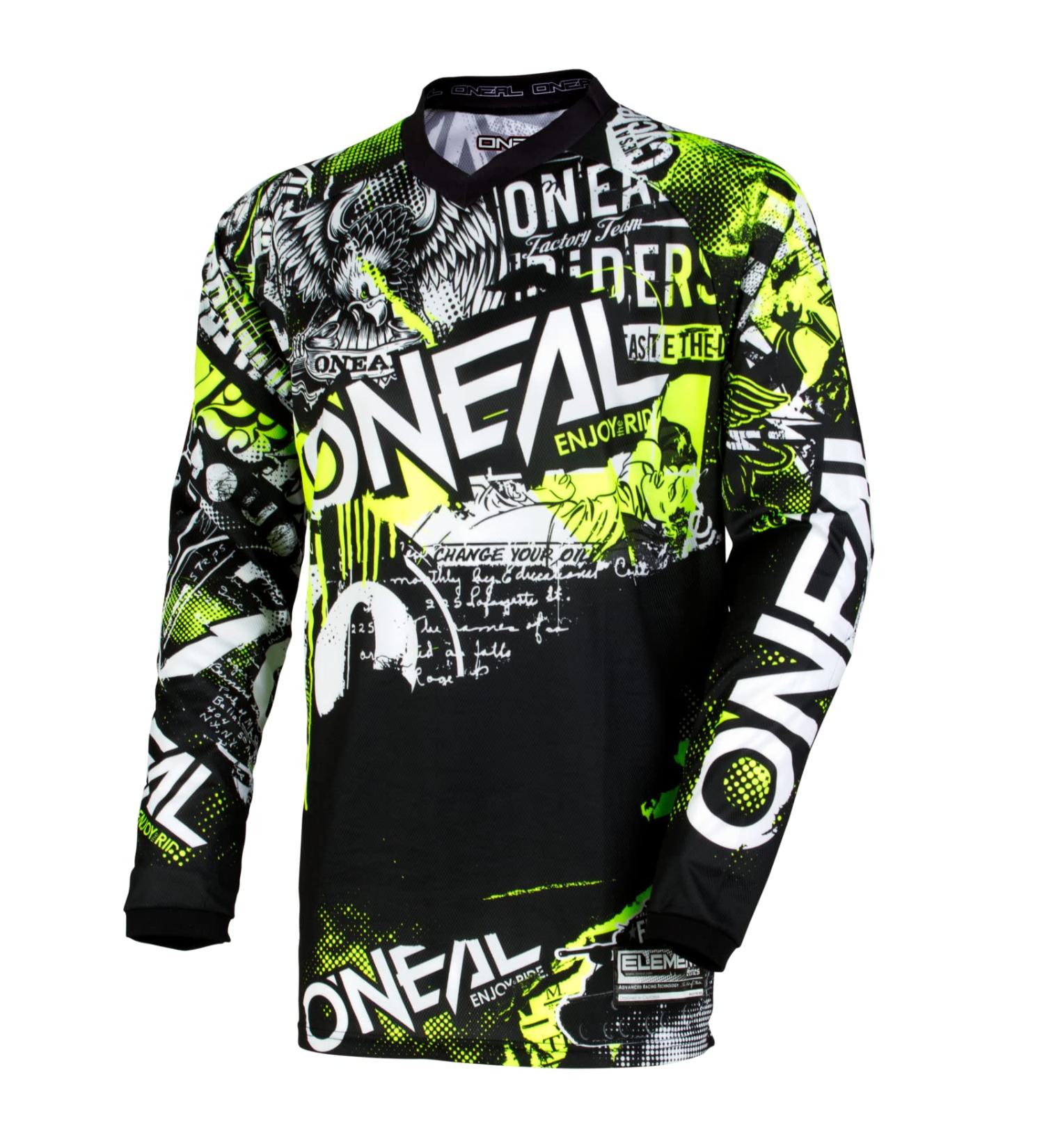 O'NEAL Unisex Oneal Element Attack Youth Motocross Jersey Equipment for Bike and Motocross (1 Pack) L Black/Neon Yellow