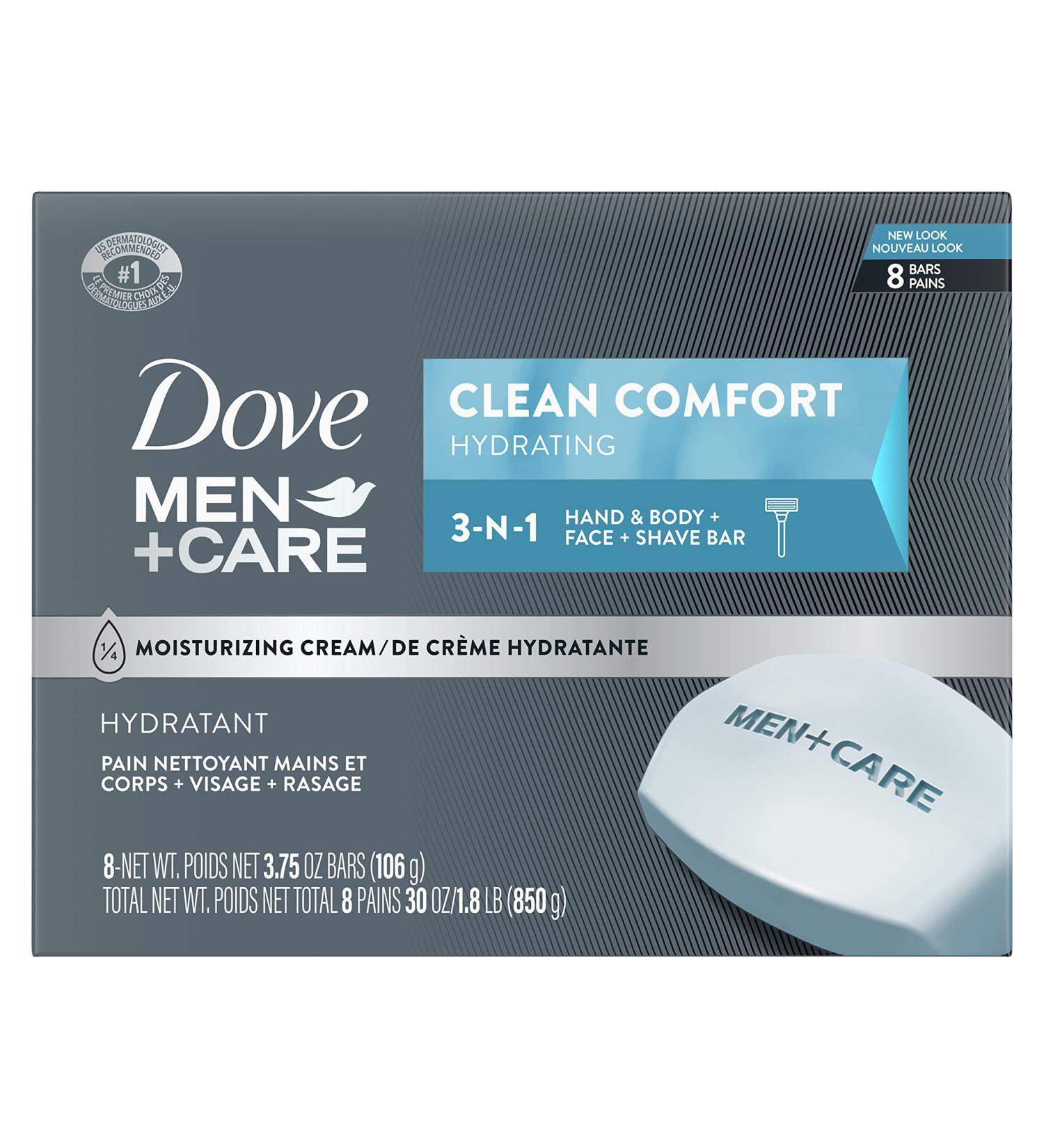 Dove Men+Care Hydrating Body & Face Bar - 3.75 oz, 8 Bars (Pack of 1) - Buy Online on GoSupps.com