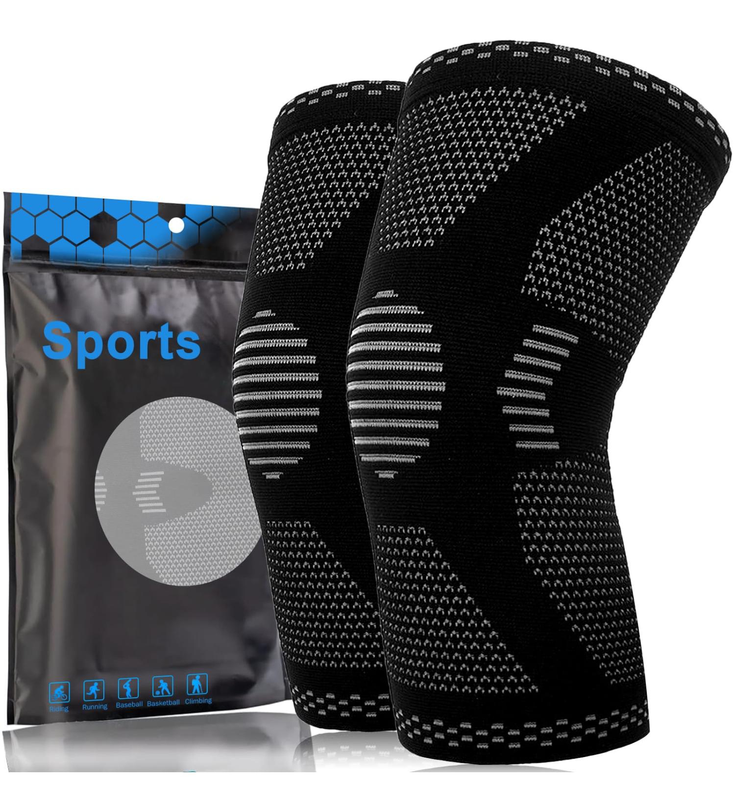 Kniebandage Set 2 Pack - Non-Slip Knee Supports for Men & Women | Relieve Pain for Running Walking Hiking Weightlifting & Sports XL - Buy Online on GoSupps.com