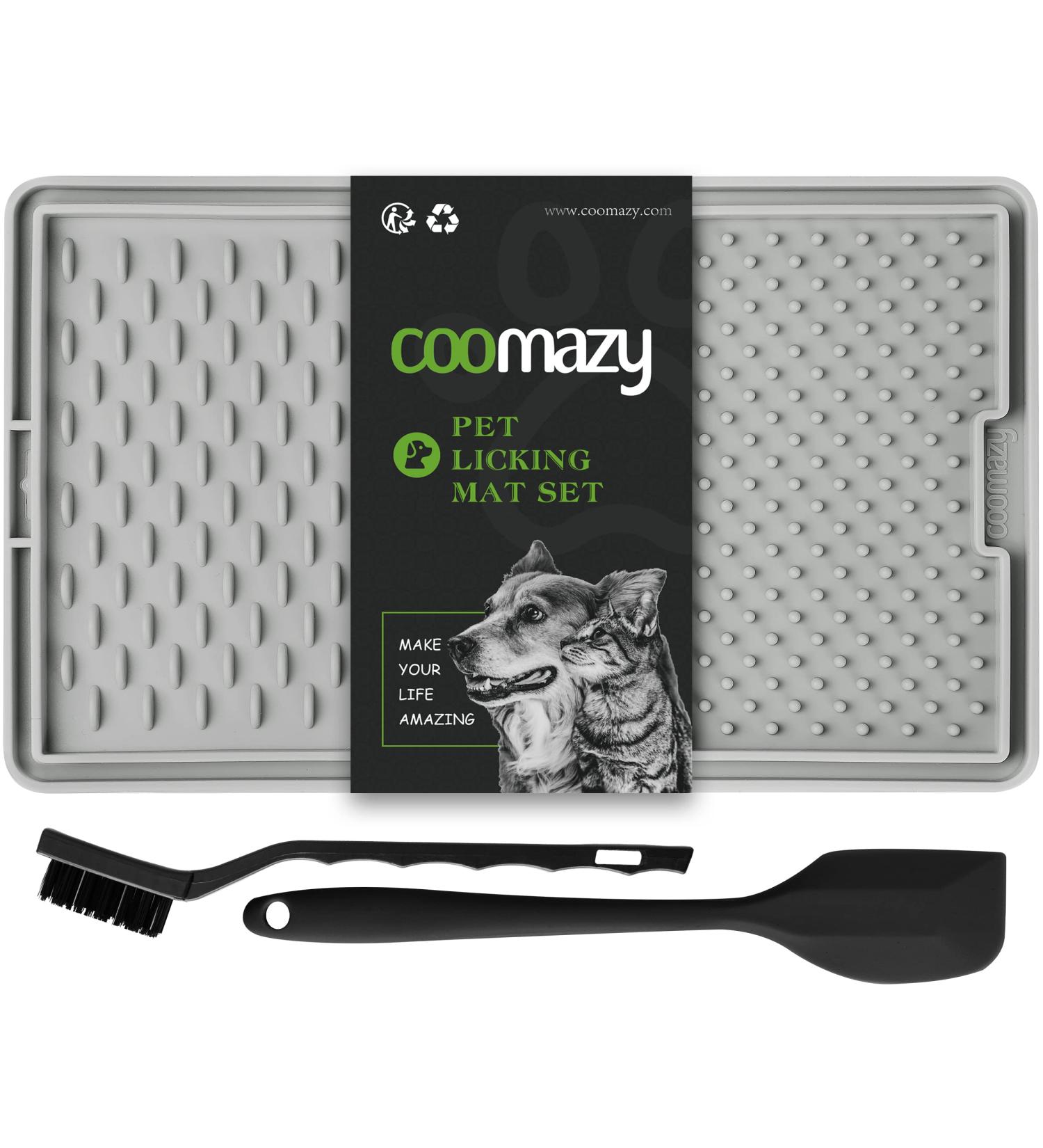 Coomazy Leak Mat for Dogs - Silicone Spatula & Brush Included | Slow Feeder Dog Accessories for Swimming | Gray (15x25cm) - Buy Online on GoSupps.com